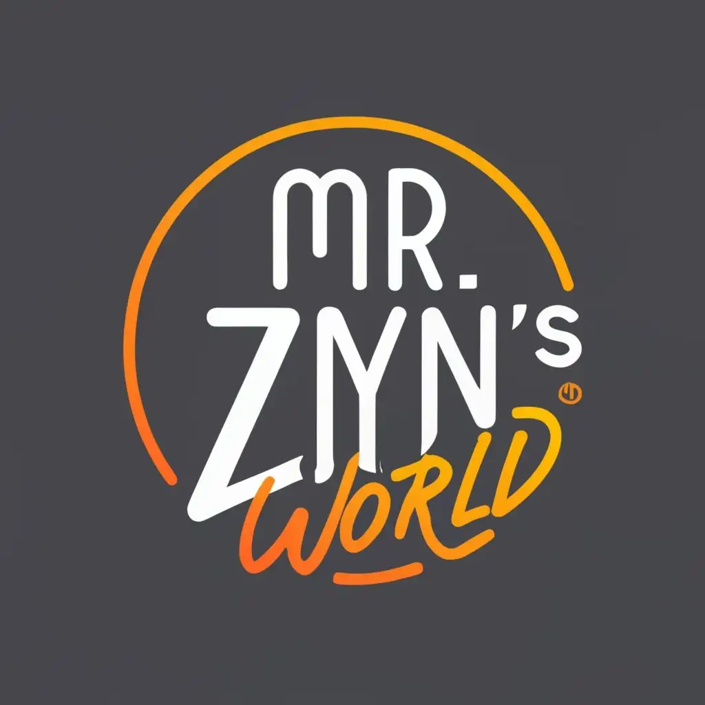 logo, Circle black and orange shiny colors, action light stadium bright attractive logo, with the text "Mr. Zayn’s world", typography, be used in Entertainment industry