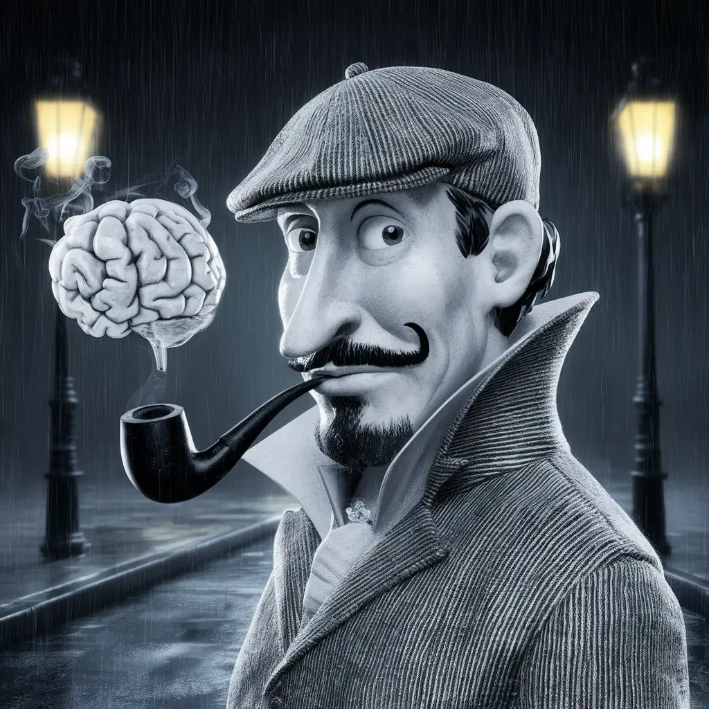 Mysterious Detective Smoking Pipe with Brainshaped Smoke