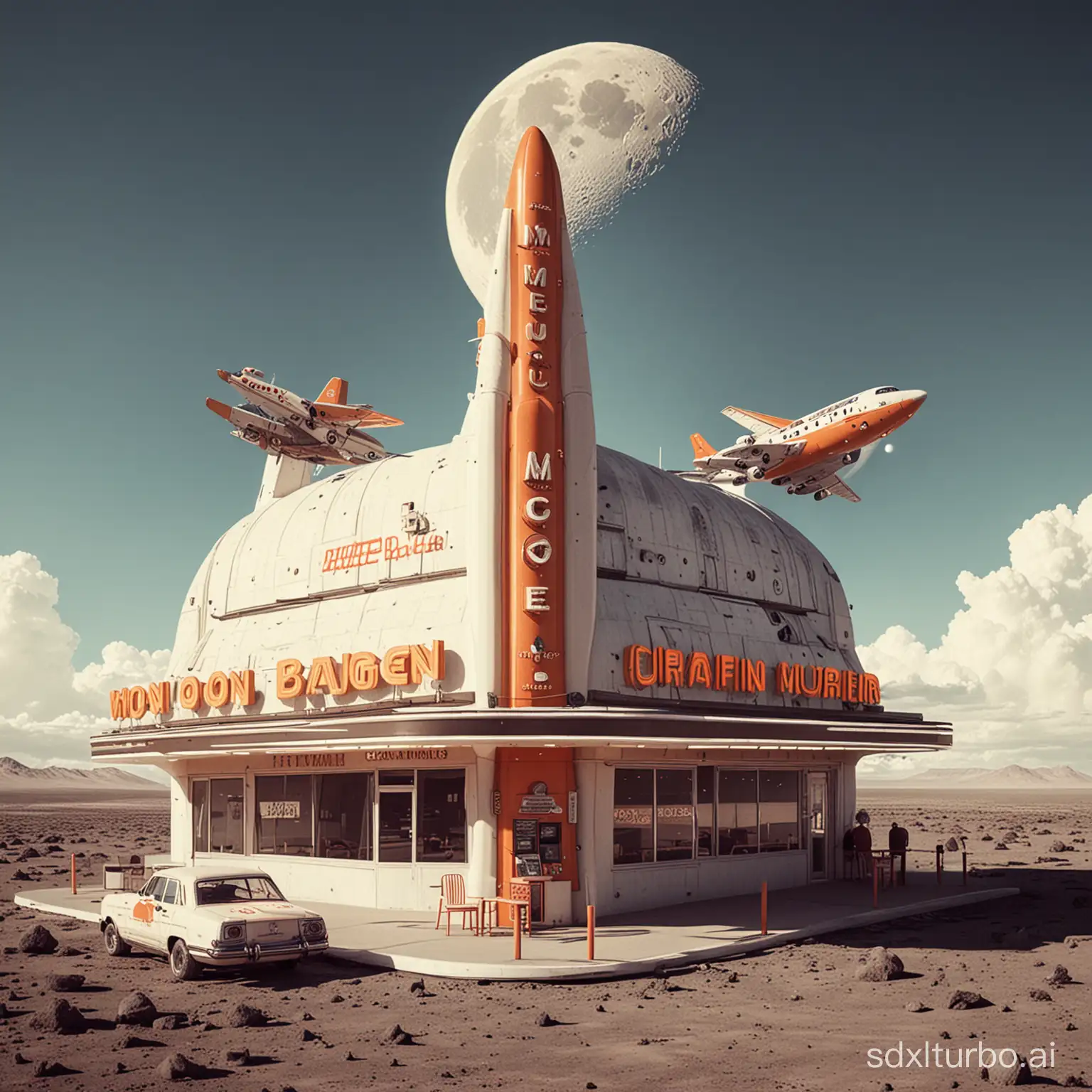 Moon Burger Retro Pop Style Fast Food Restaurant on the Moon | SDXL ...