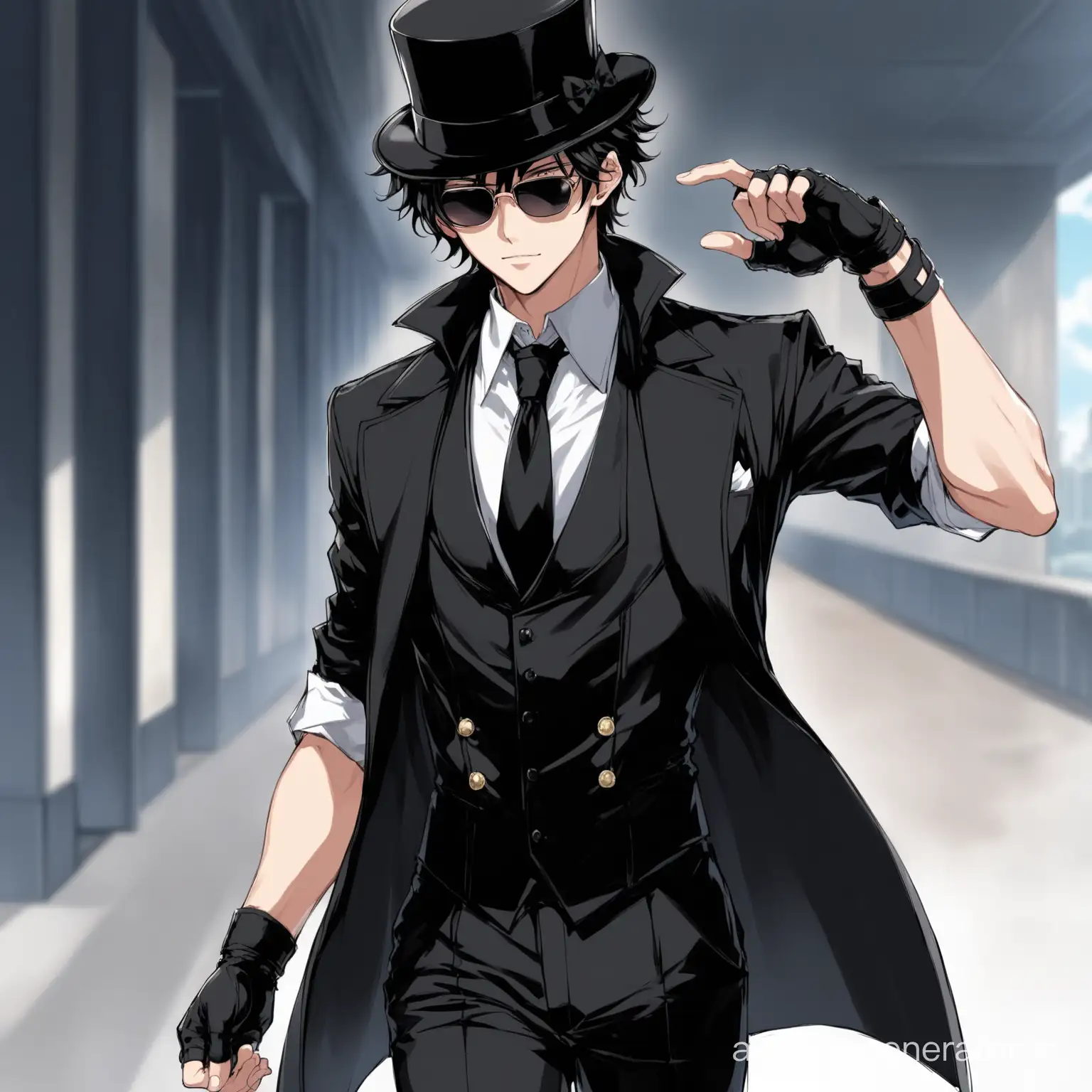 Anime Gentleman in Formal Attire with Sunglasses | AI Image Generator