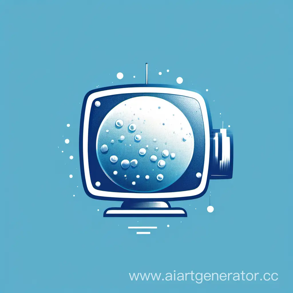 Нарисуй логотип в минимализме для фирмы "Реклама ТВ снежок" в белых и синих тонах