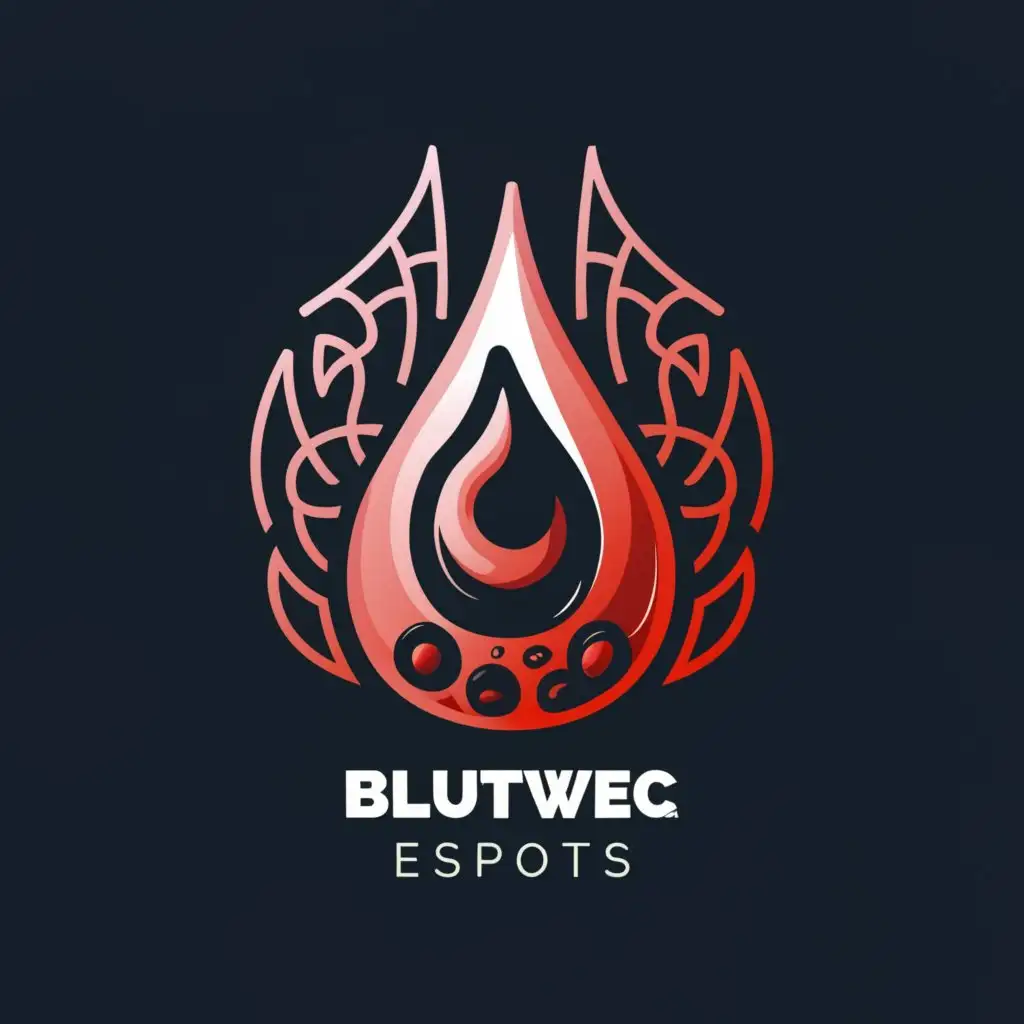 a logo design,with the text "BlutWeg Esports", main symbol:Blood,complex,clear background