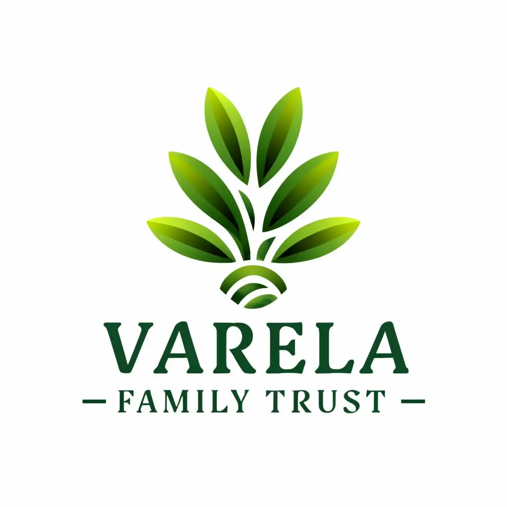 a logo design,with the text "Varela Family Trust", main symbol:green plant,complex,clear background