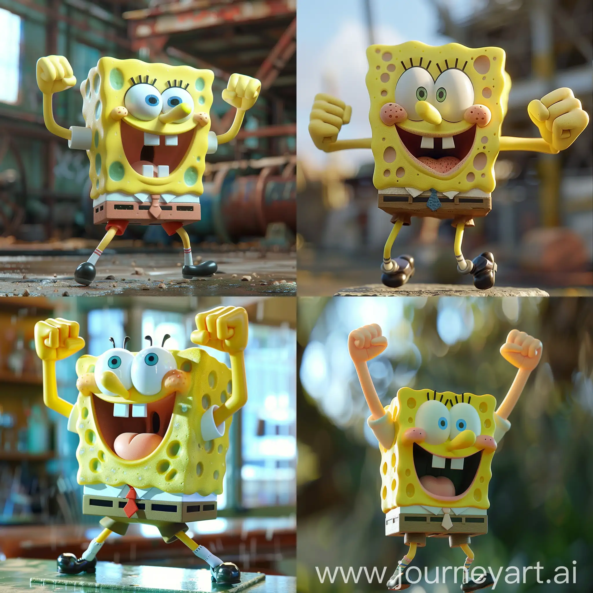 Pumped-up SpongeBob shows his strength