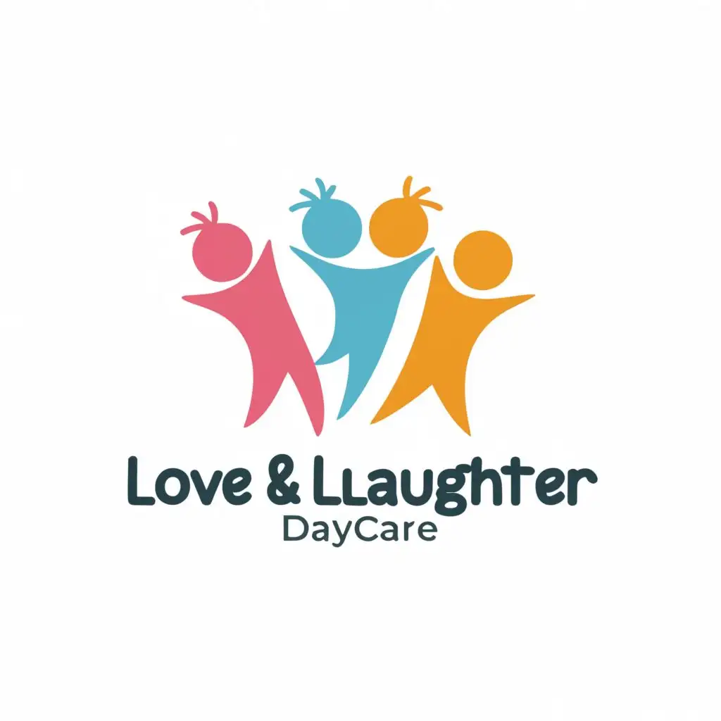 LOGO-Design-for-Love-And-Laughter-Daycare-Joyful-Children-Silhouettes-with-Soft-Pastel-Tones-and-a-Playful-Typeface