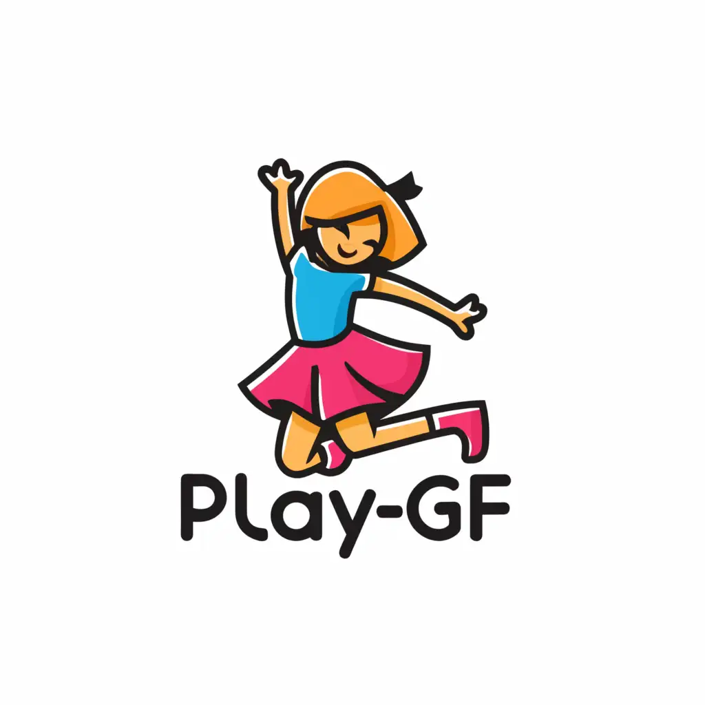 a logo design,with the text "playgf", main symbol:short skirt show girl,Moderate,clear background