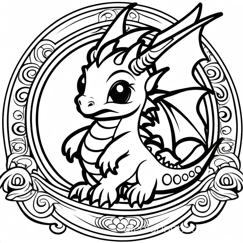 Dragons fun happy chibi style, Coloring Page, black and white, line art, white background, Simplicity, Ample White Space. The background of the coloring page is plain white to make it easy for young children to color within the lines. The outlines of all the subjects are easy to distinguish, making it simple for kids to color without too much difficulty, Coloring Page, black and white, line art, white background, Simplicity, Ample White Space. The background of the coloring page is plain white to make it easy for young children to color within the lines. The outlines of all the subjects are easy to distinguish, making it simple for kids to color without too much difficulty