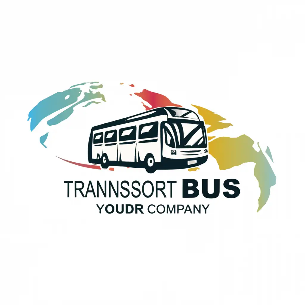 a logo design,with the text "Transport company Your bus", main symbol:Bus against the backdrop of the continent,Умеренный,be used in Путешествия industry,clear background