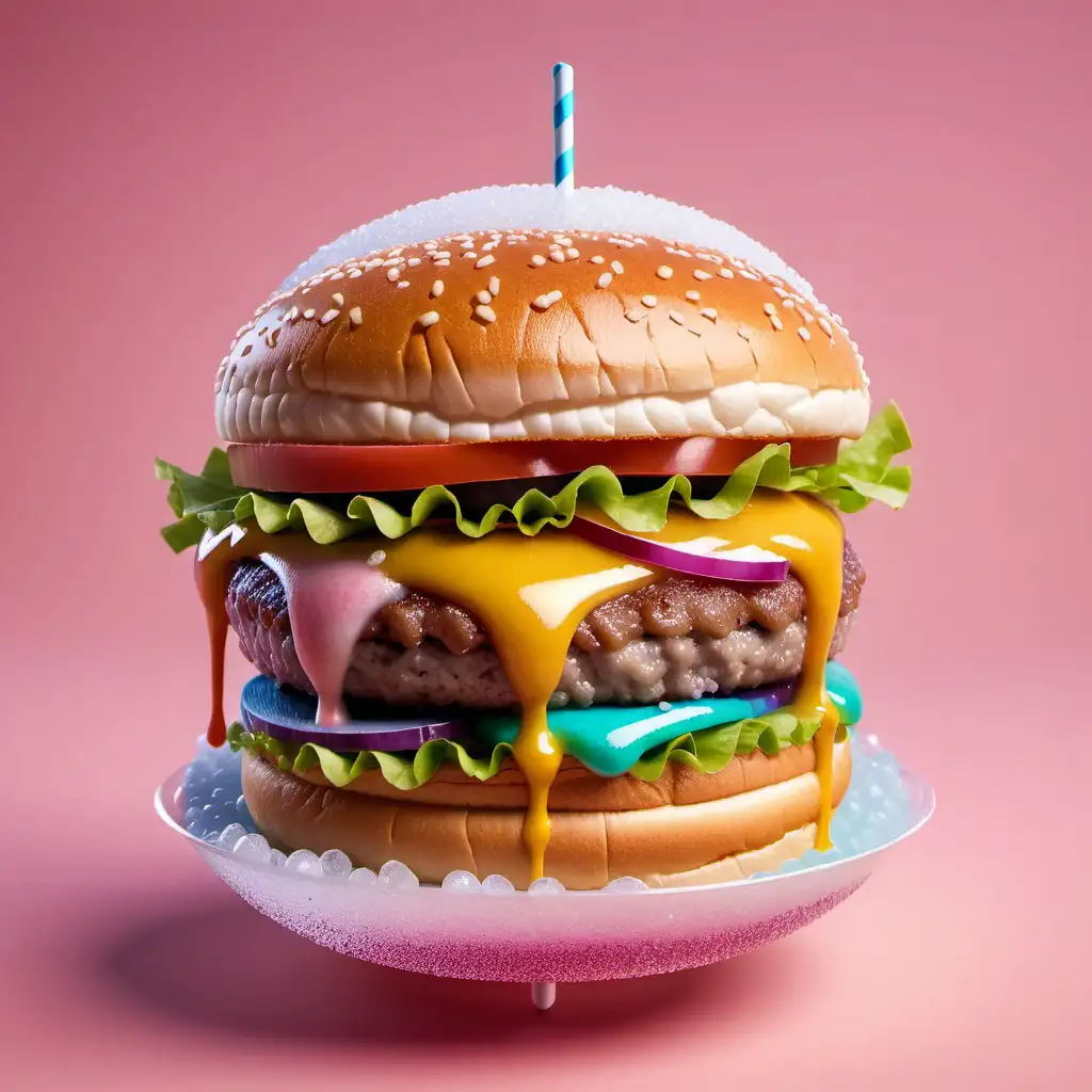 Colorful Slushy Burger on a Summer Picnic Table