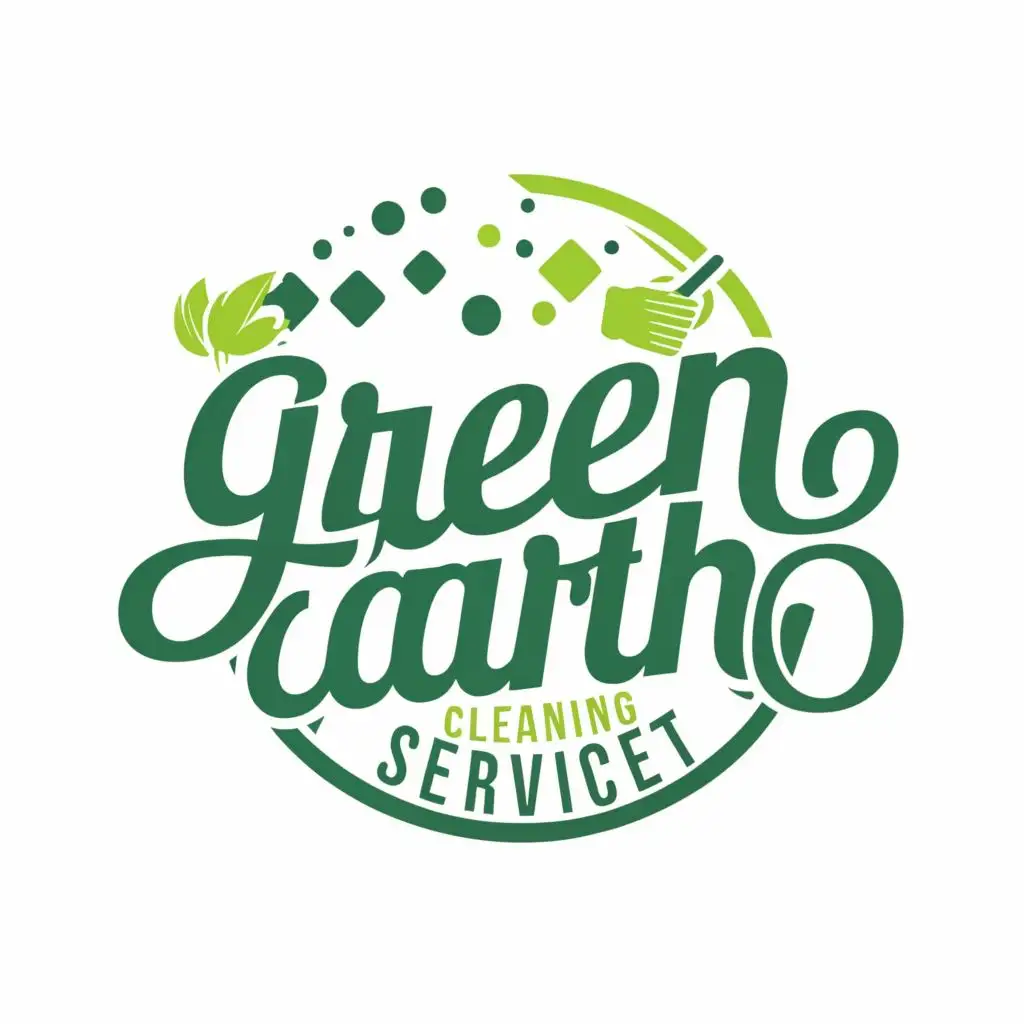 logo, cleaning, with the text "Green Earth Cleaning Services", typography