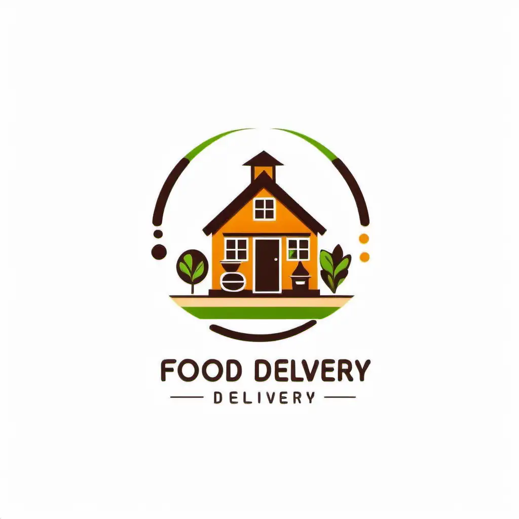 Логотип доставка еды.Минималистичный,лаконичный,яркий.Изображение деревенской таверны. Векторный файл.Белый фон.
