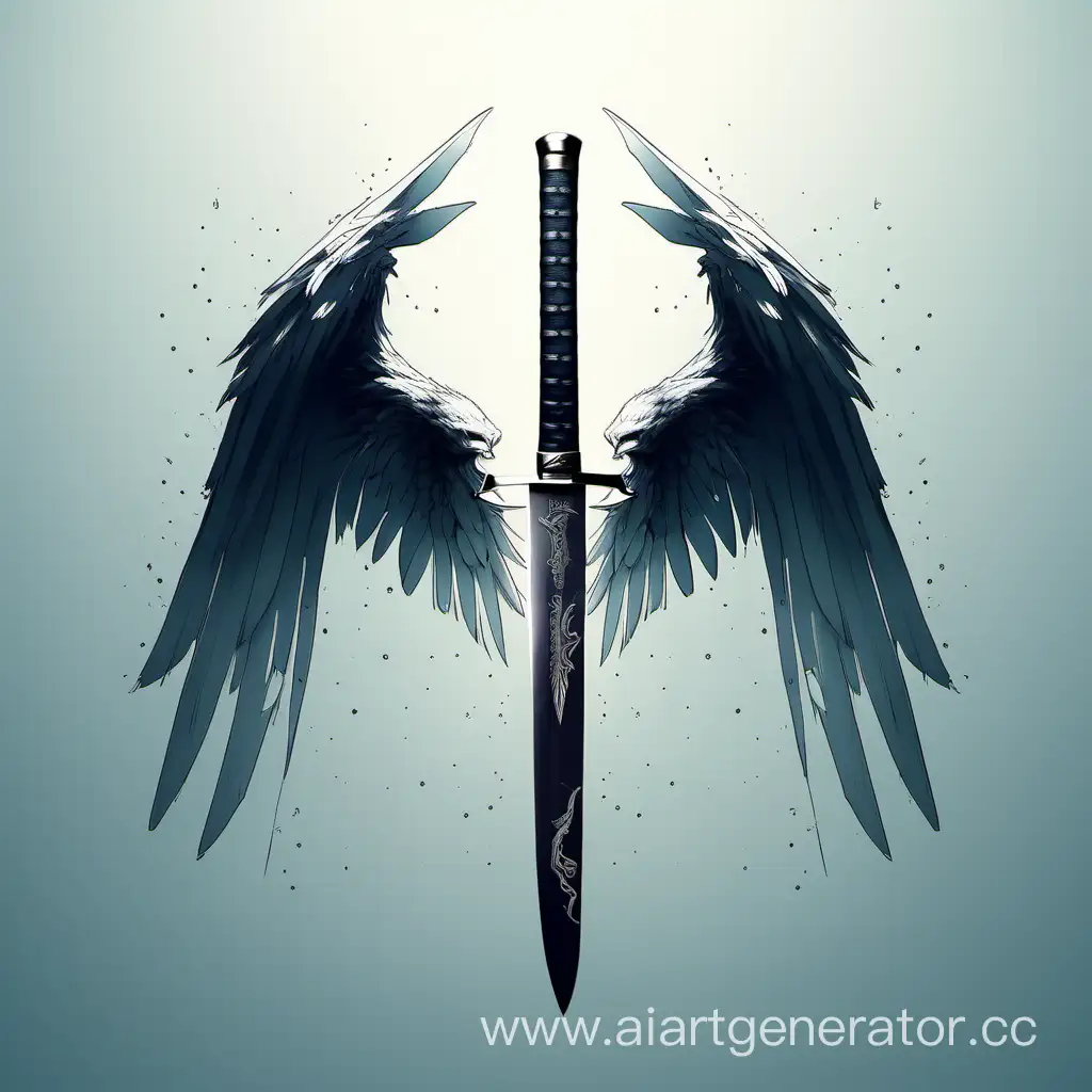 Minimalist-Winged-Design-with-Cold-Tones-and-Freedom-Theme-Featuring-a-Katana