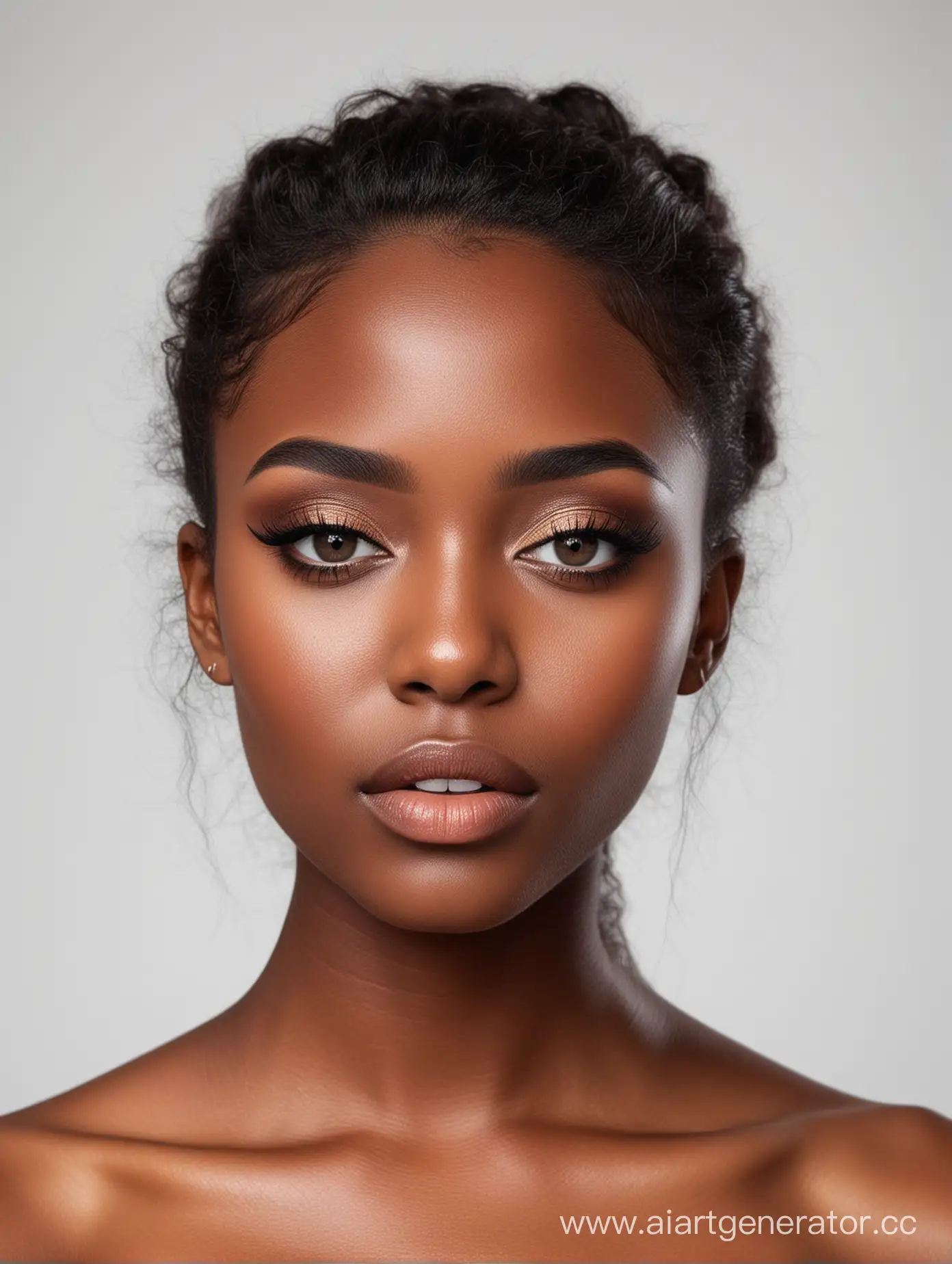 DarkSkinned-Girl-with-Aesthetic-Makeup-on-White-Background