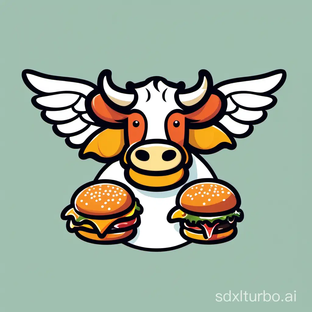 Cow with wings for a burger place logo