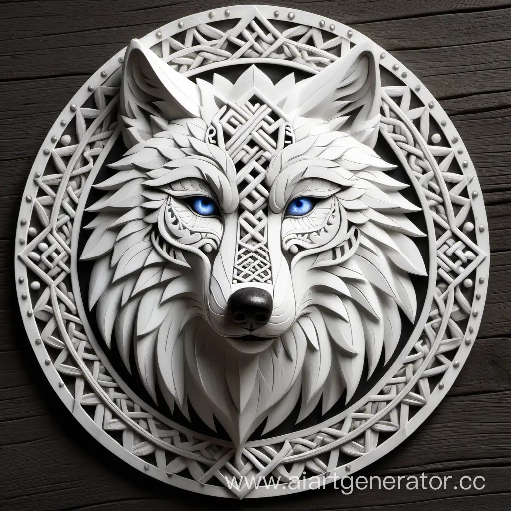 Majestic-White-Wolf-with-Slavic-Patterns-Enchanting-Wildlife-Art