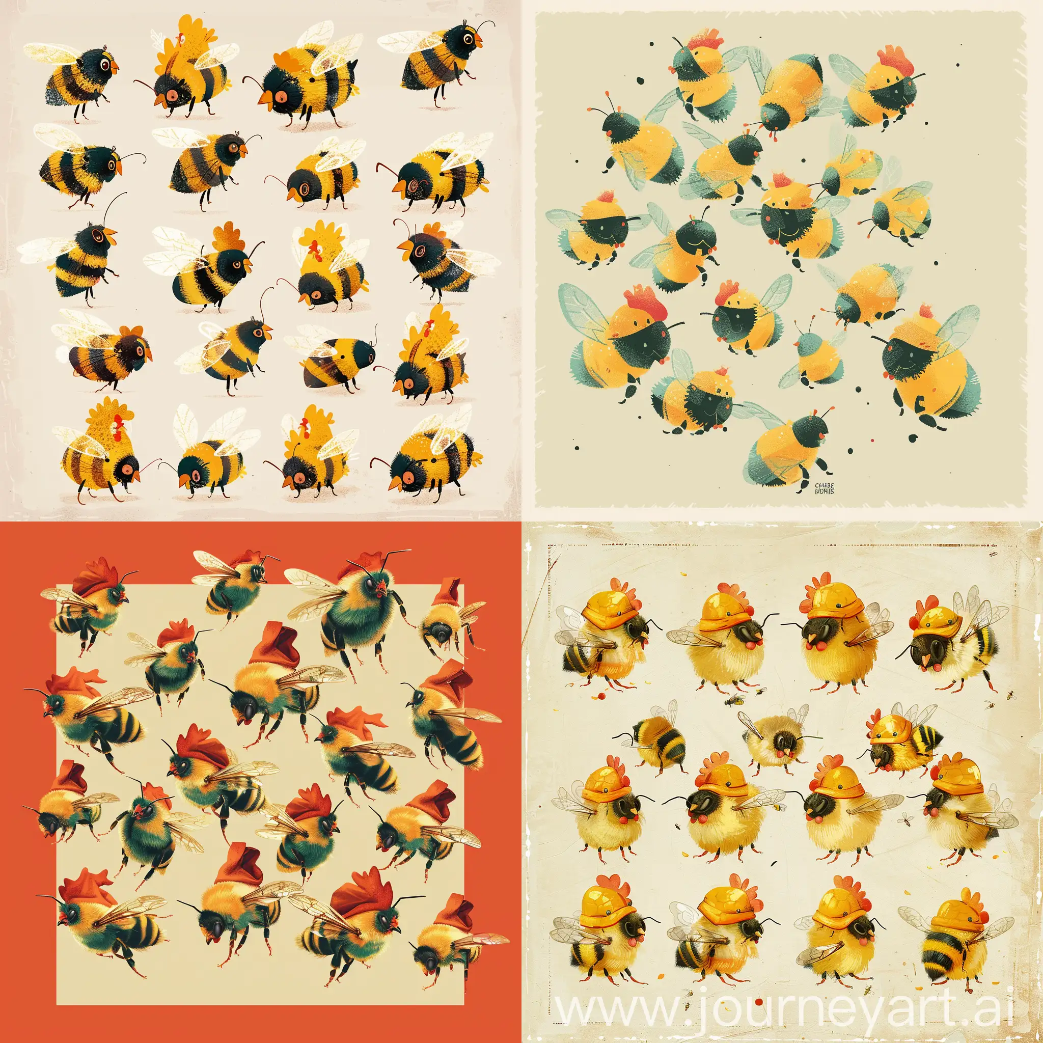 Cute-Bees-in-Chicken-Hats-Poster-for-a-Fun-Chicken-Hunt-Event