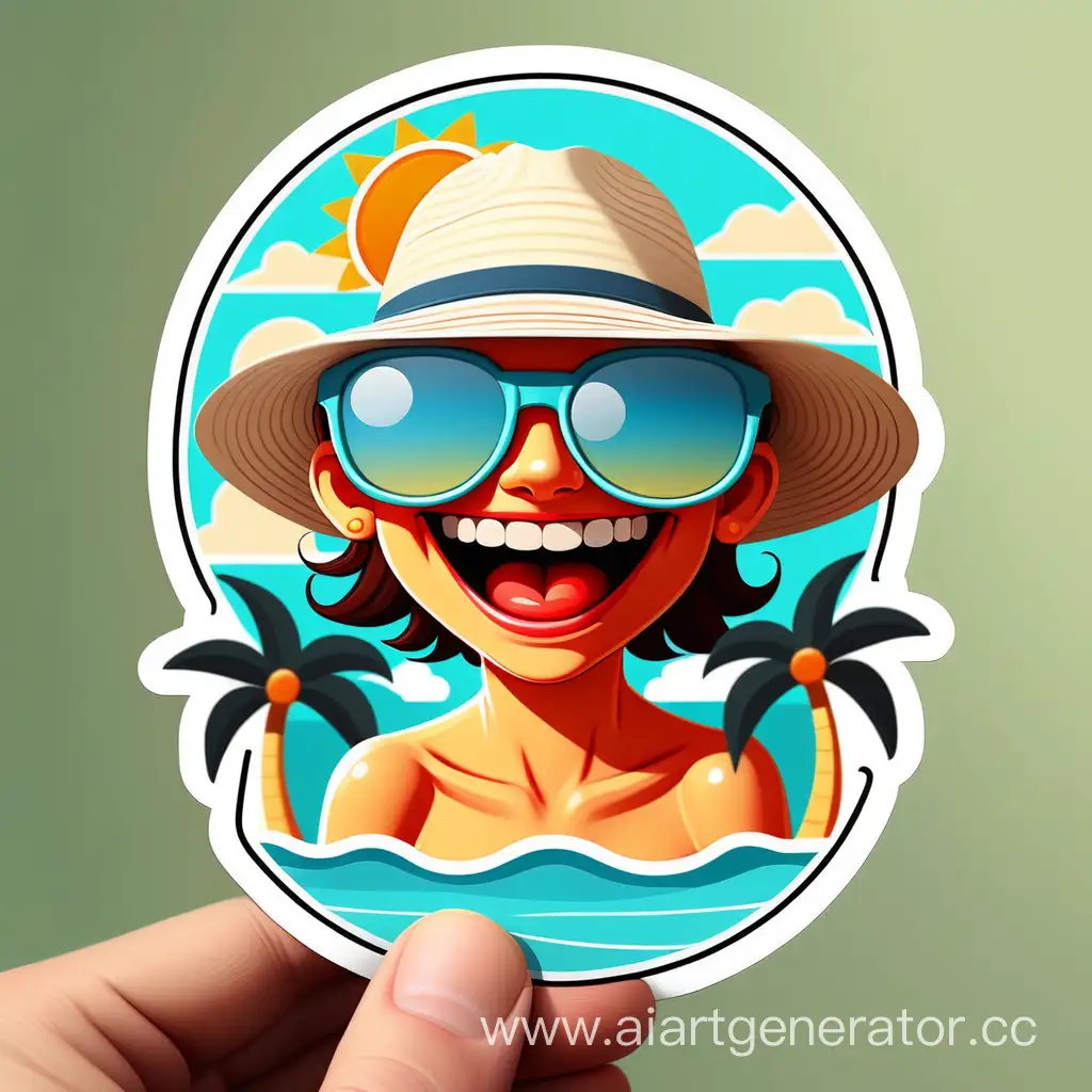 Create a unique sticker design featuring a  happy Summer  with an incredible style 