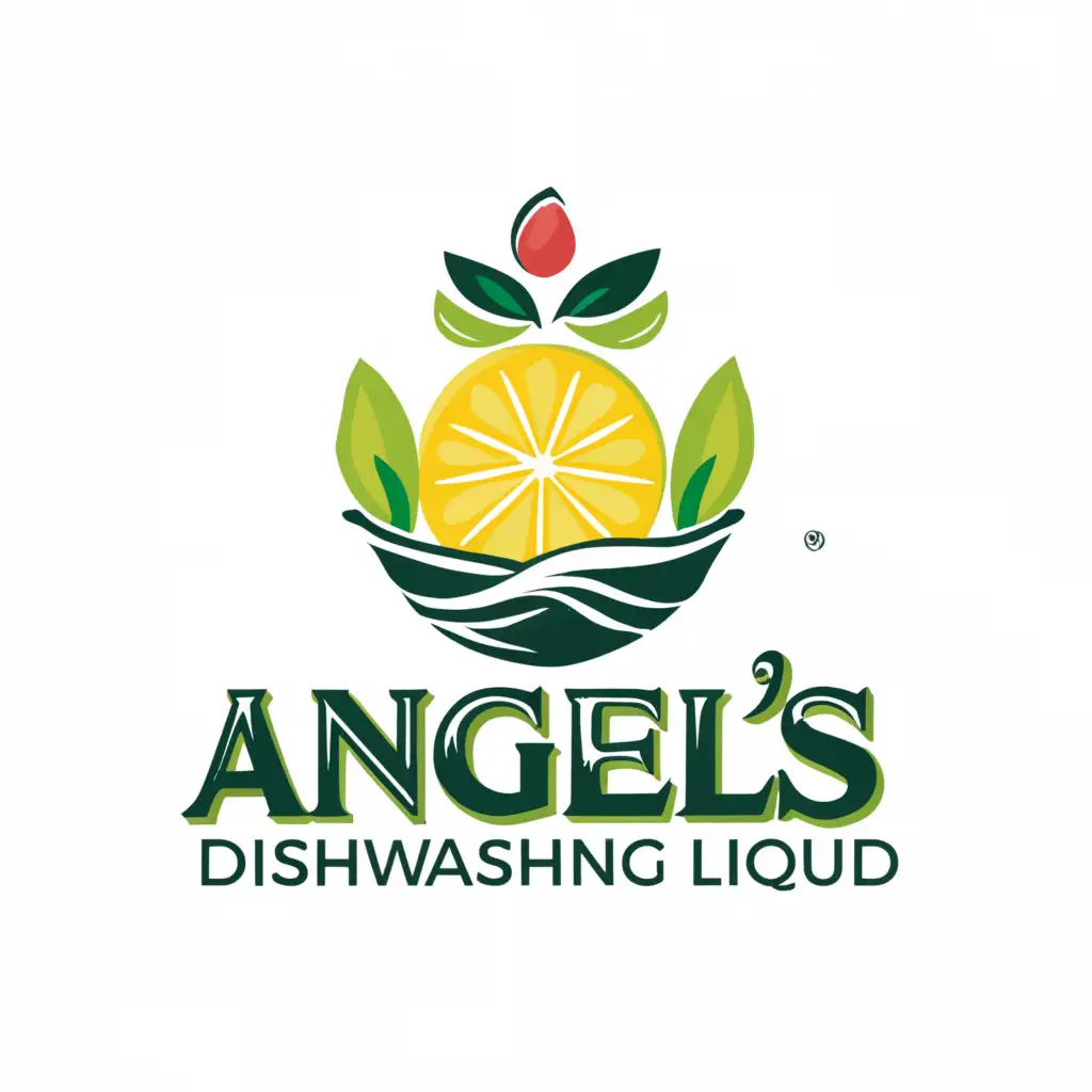 LOGO-Design-for-Angels-Dishwashing-Liquid-Freshness-in-Every-Wash-with-Plate-and-Kalamansi-Theme