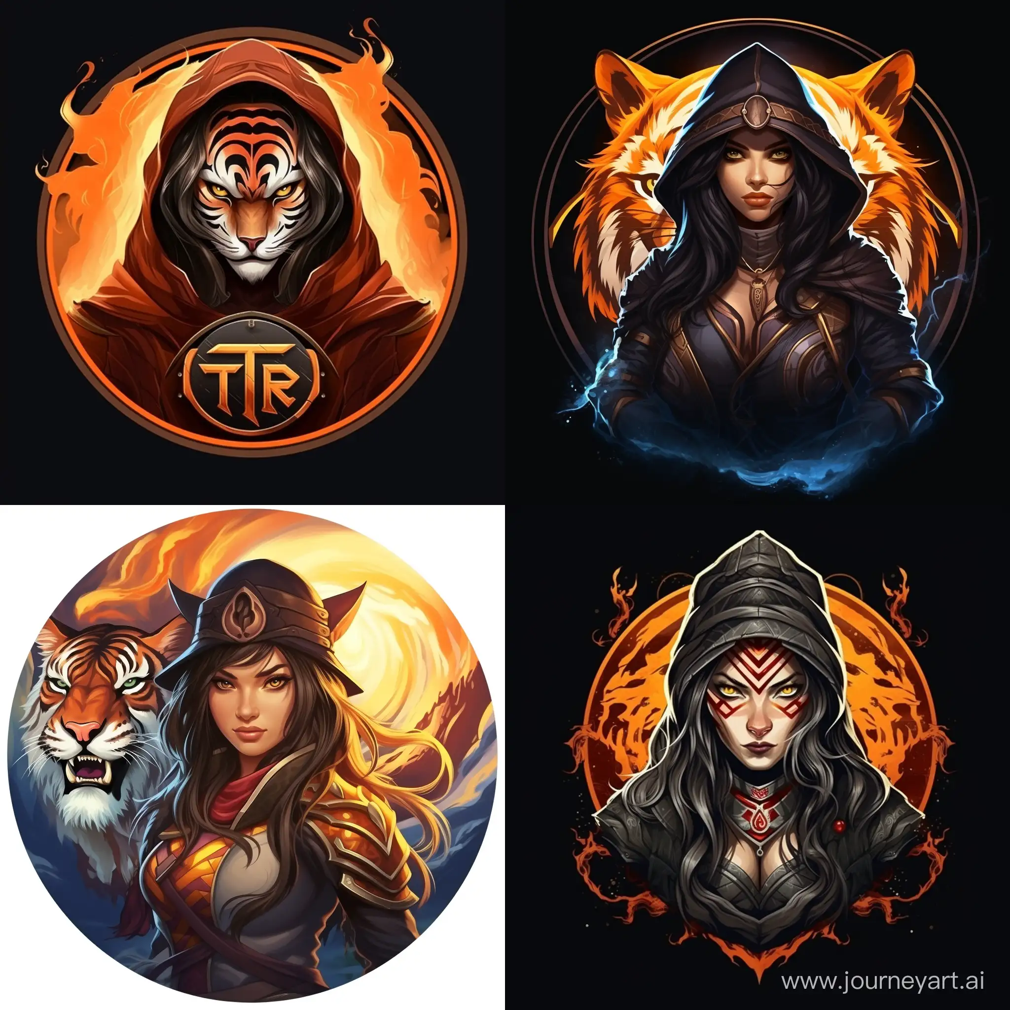 Fantasy-Totem-Tiger-Woman-Round-Logo-Fighter-Mage-Art