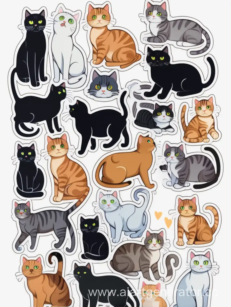 стикеры, коты на белом фоне