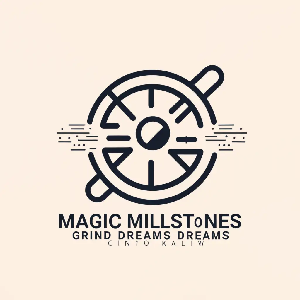 a logo design,with the text "magic millstones grind your dreams into reality
", main symbol:millstone,Minimalistic,clear background