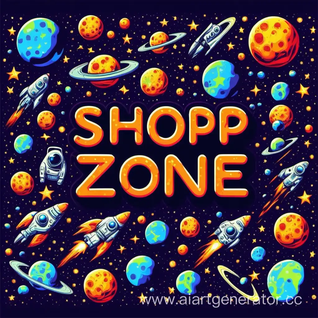 Текст ShopZone в космической теме