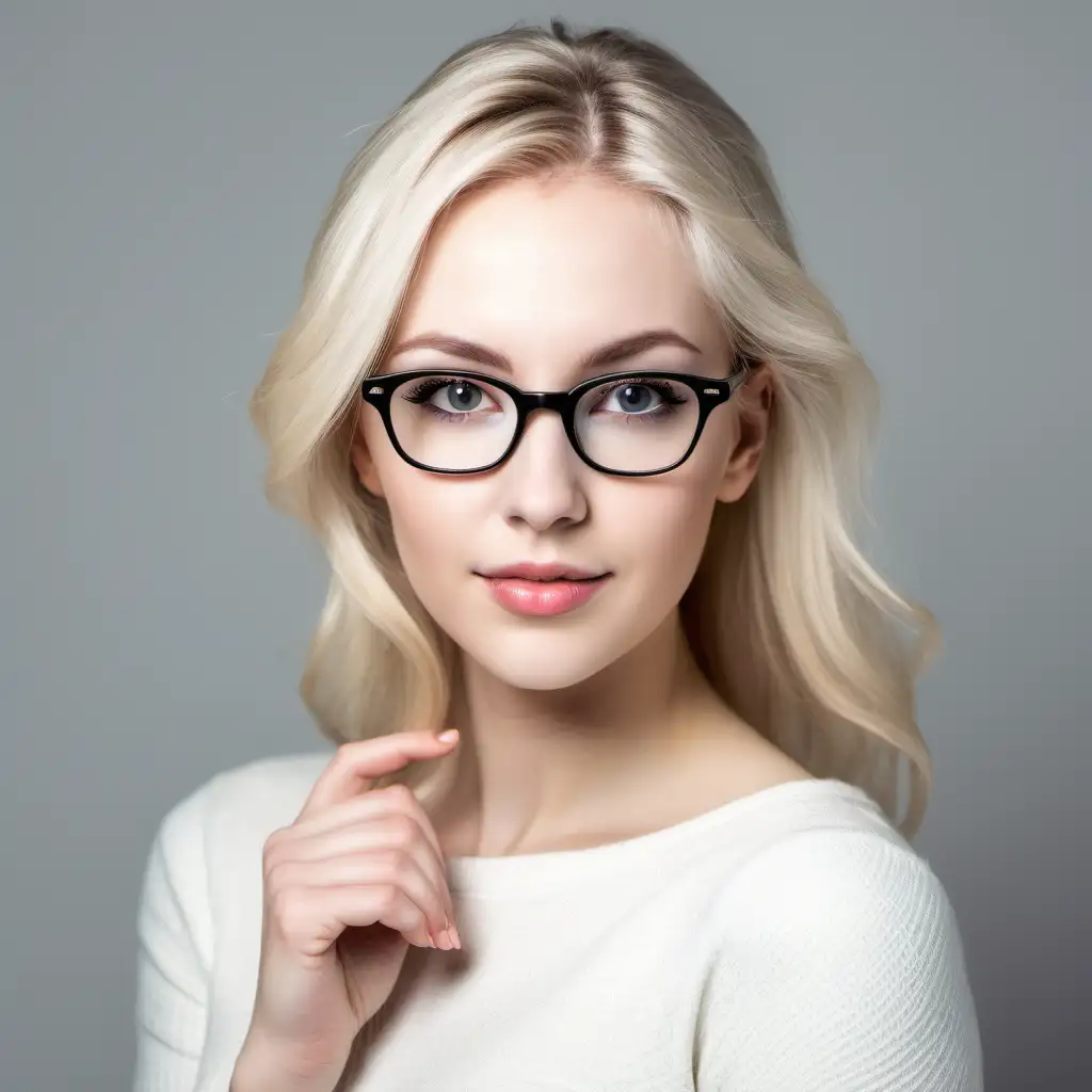 Attractive Young Blonde Woman with Reading Glasses