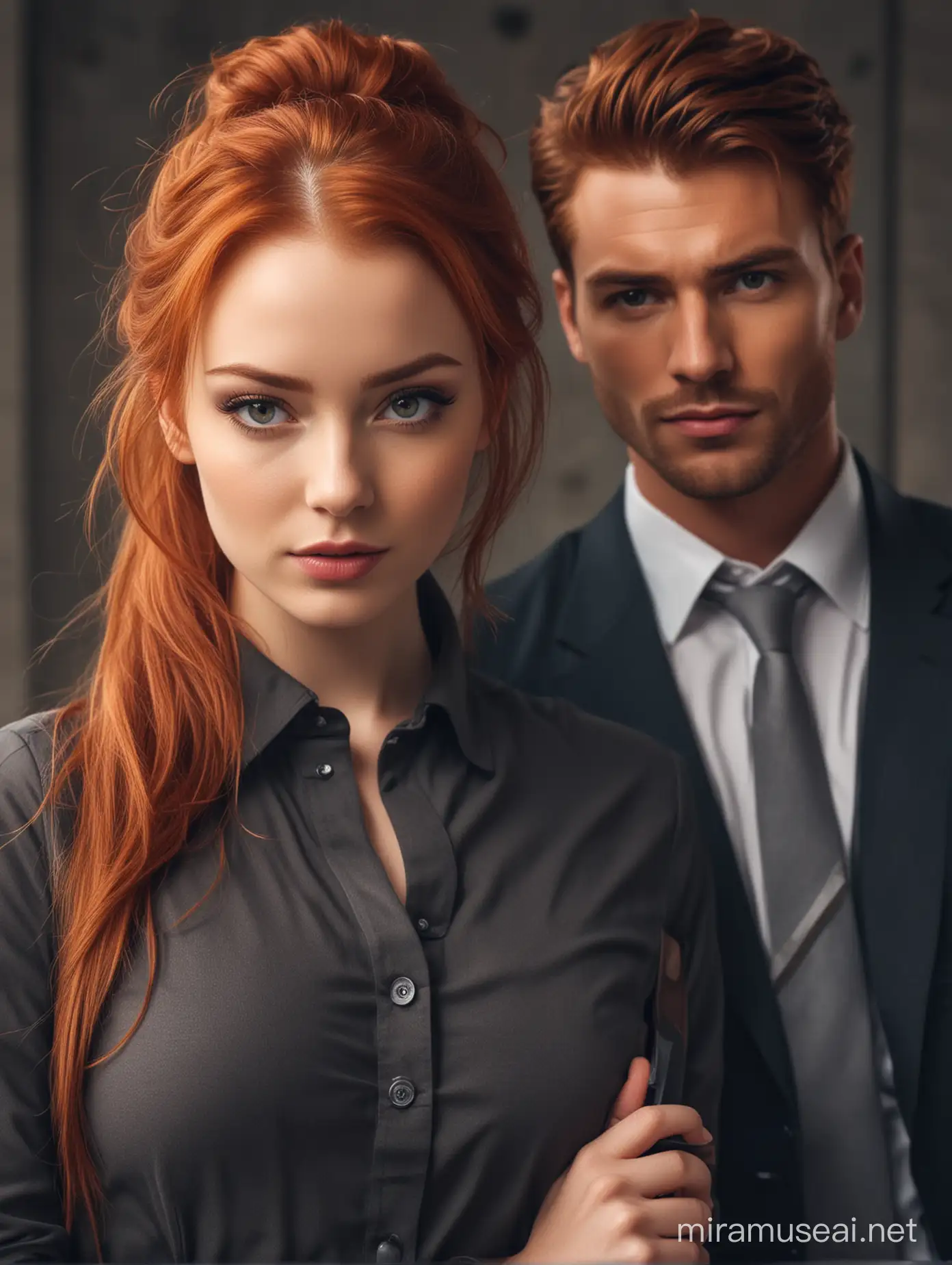 Charming Criminal Standing Alongside Gorgeous Redhead Woman