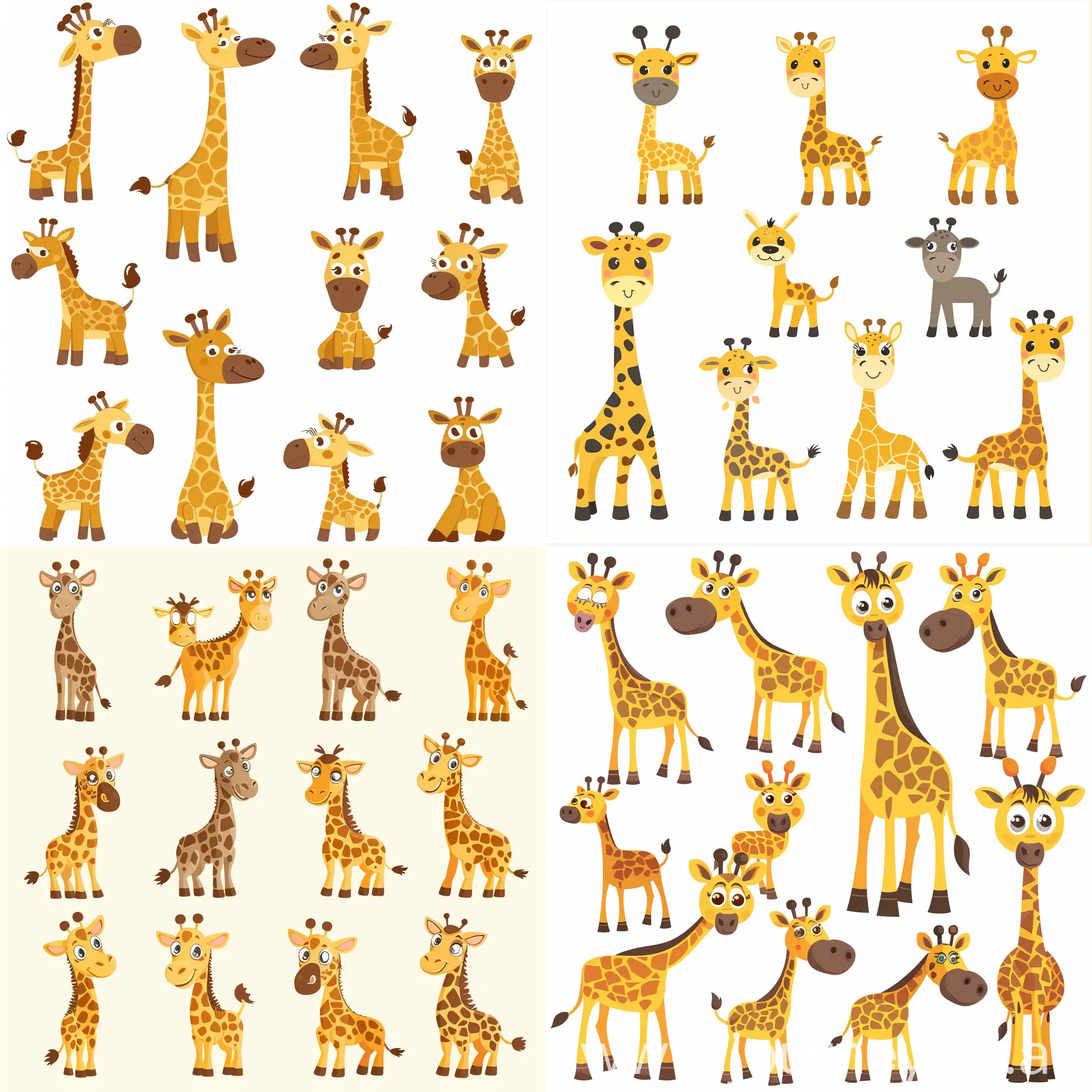 Adorable-Cartoon-Giraffe-Collection-Playful-and-Colorful-Vector-Illustrations