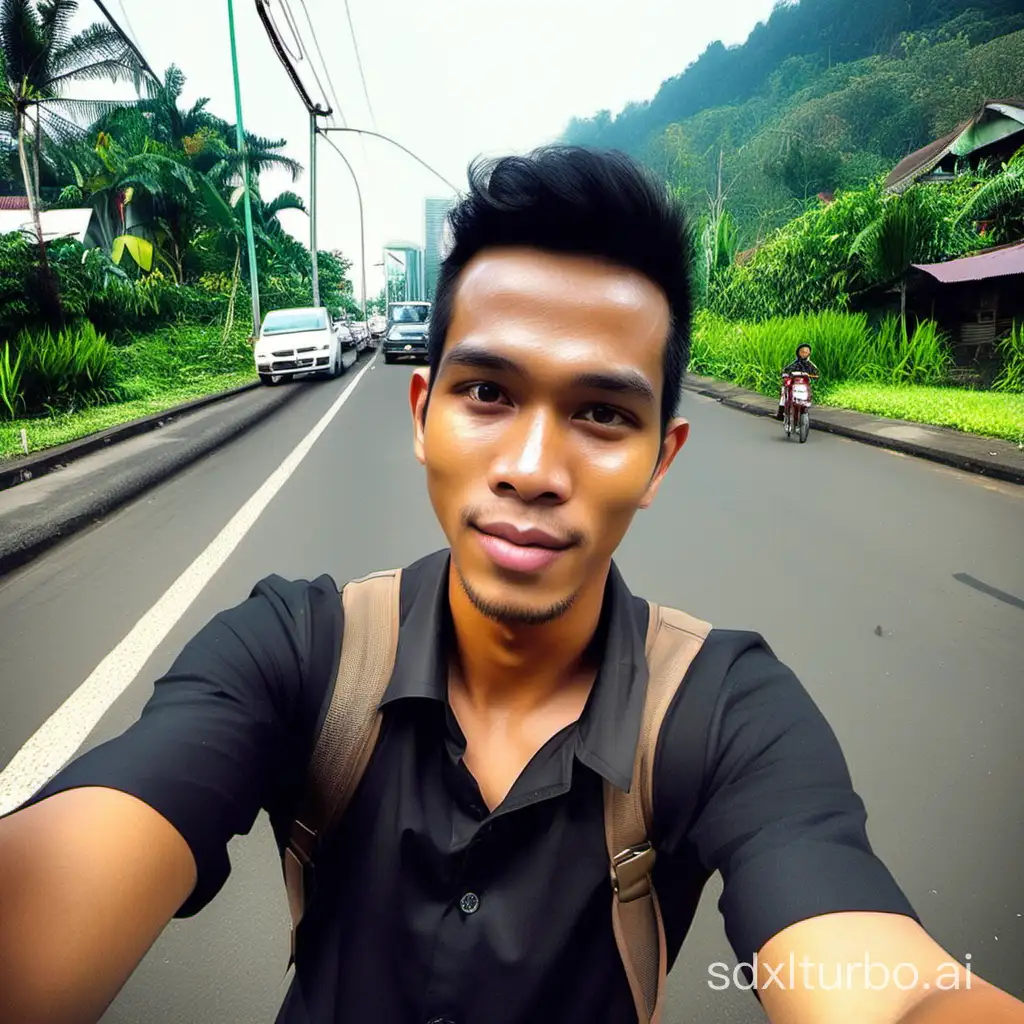 Solo-Indonesian-Man-Captures-Authentic-Selfie-Moment