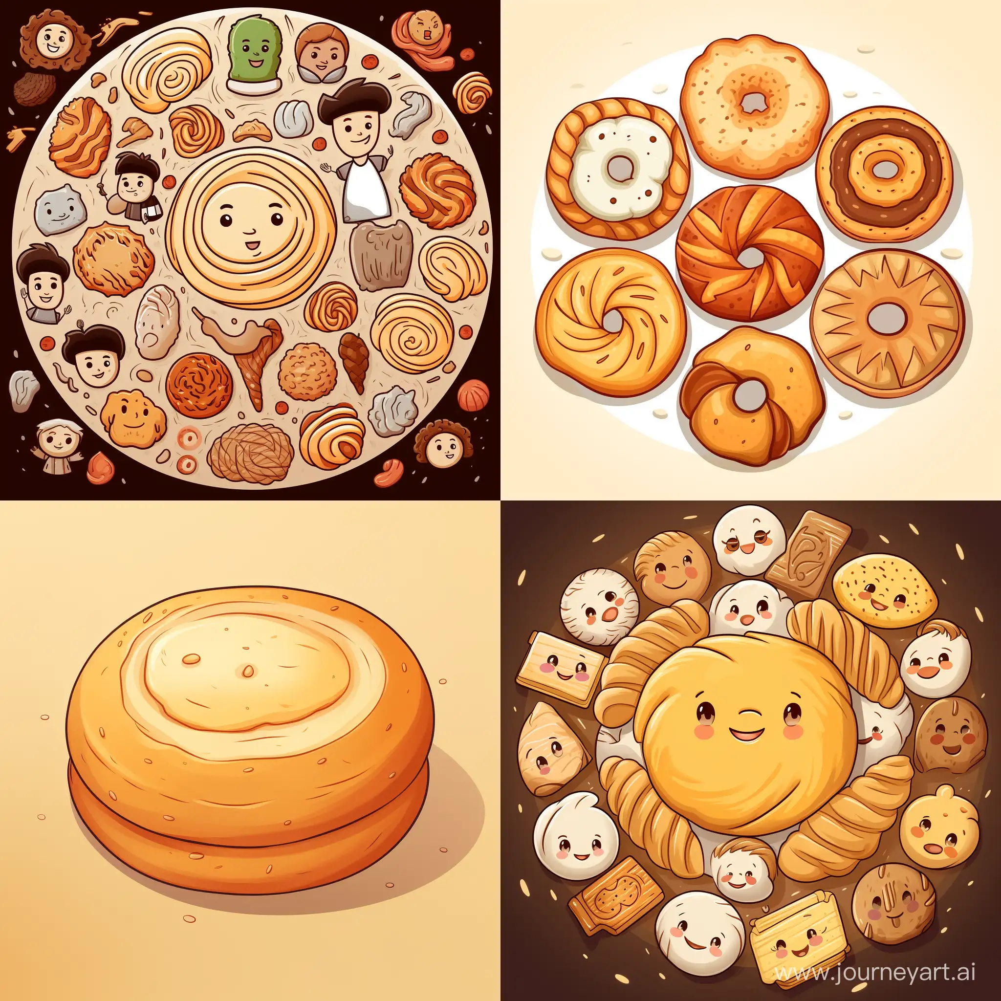 Whimsical-Cartoon-Round-Bread-Art