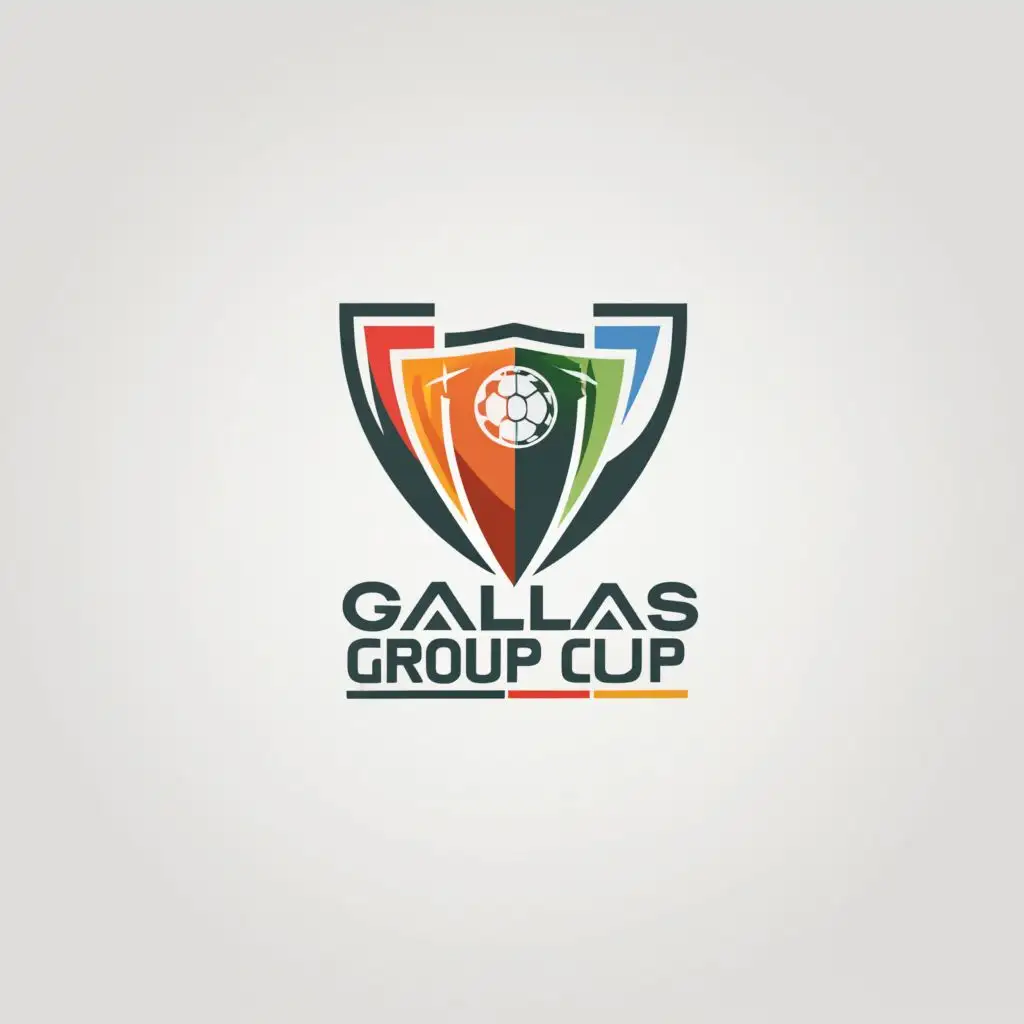 a logo design,with the text "Gallas Group CUP", main symbol:football,Moderate,be used in Sports Fitness industry,clear background