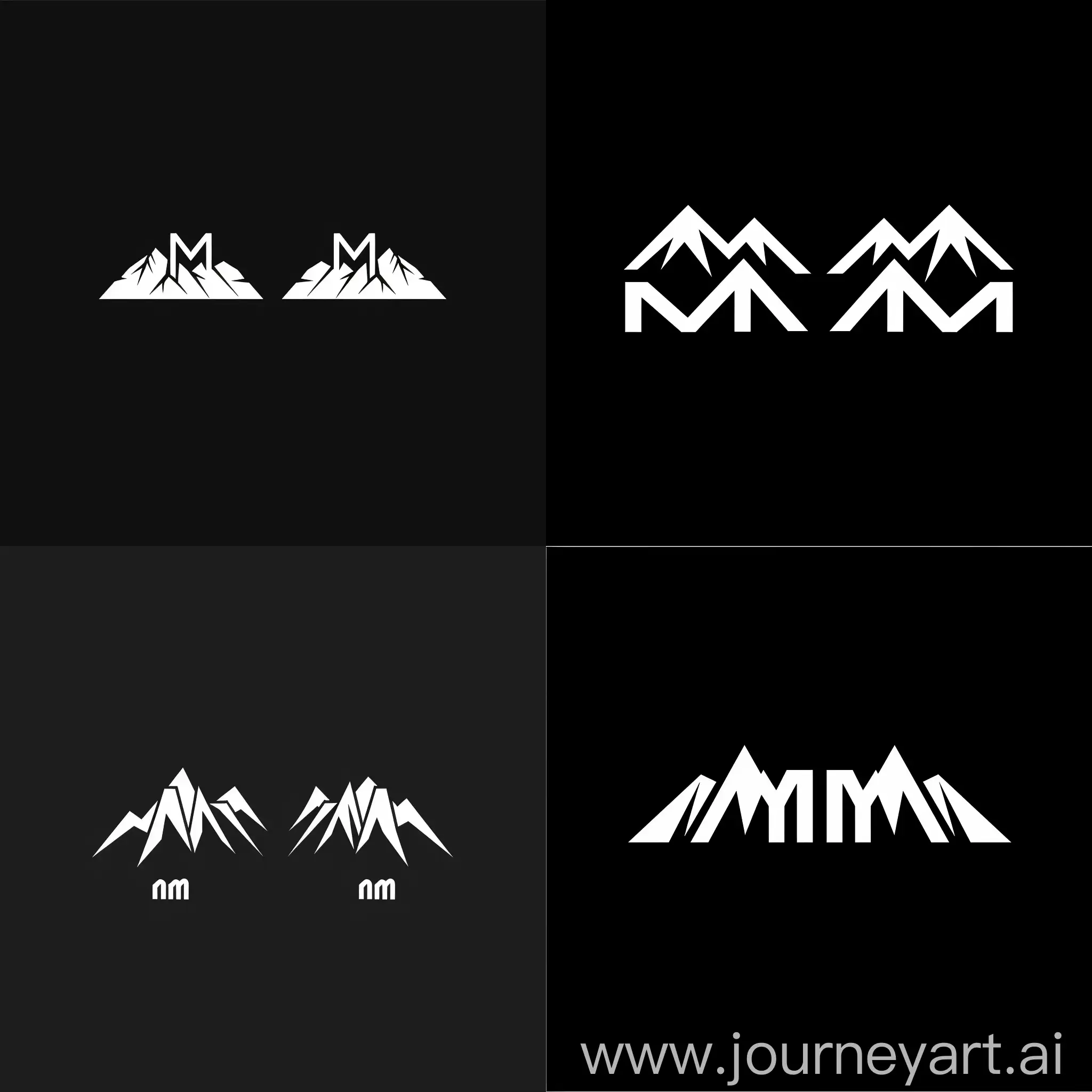 Логотип черно белый две буквы mm в виде гор