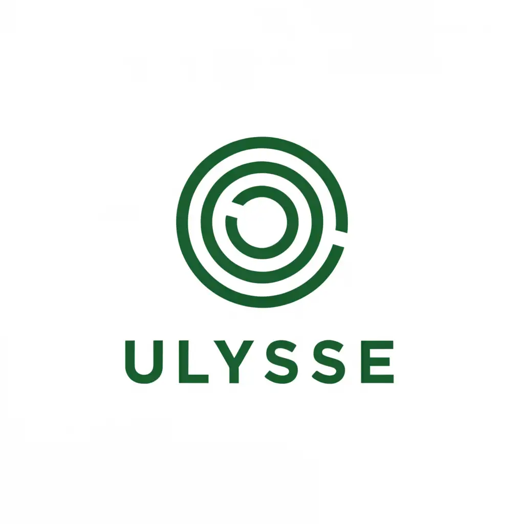 a logo design,with the text "ULYSSE", main symbol:two abstract figures: line and circle in  Malevich style, green color,Minimalistic,clear background