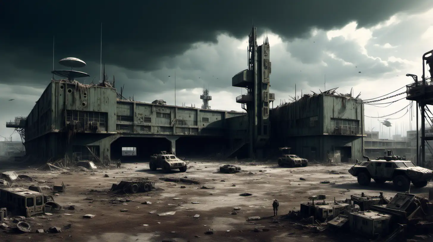 military base, post-apocalyptic sci-fi