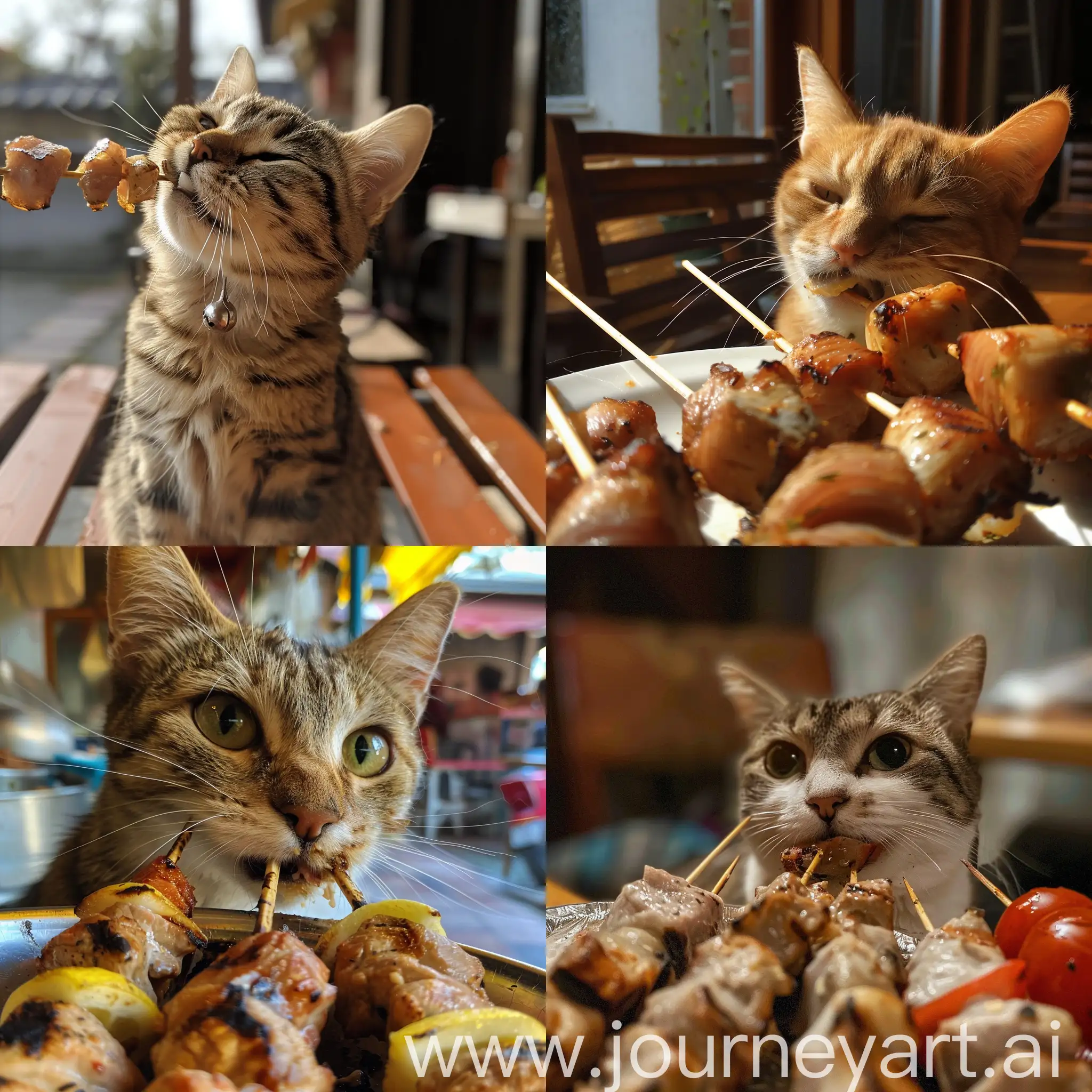 Adorable-Cat-Enjoying-Delicious-Shashlik-Feast