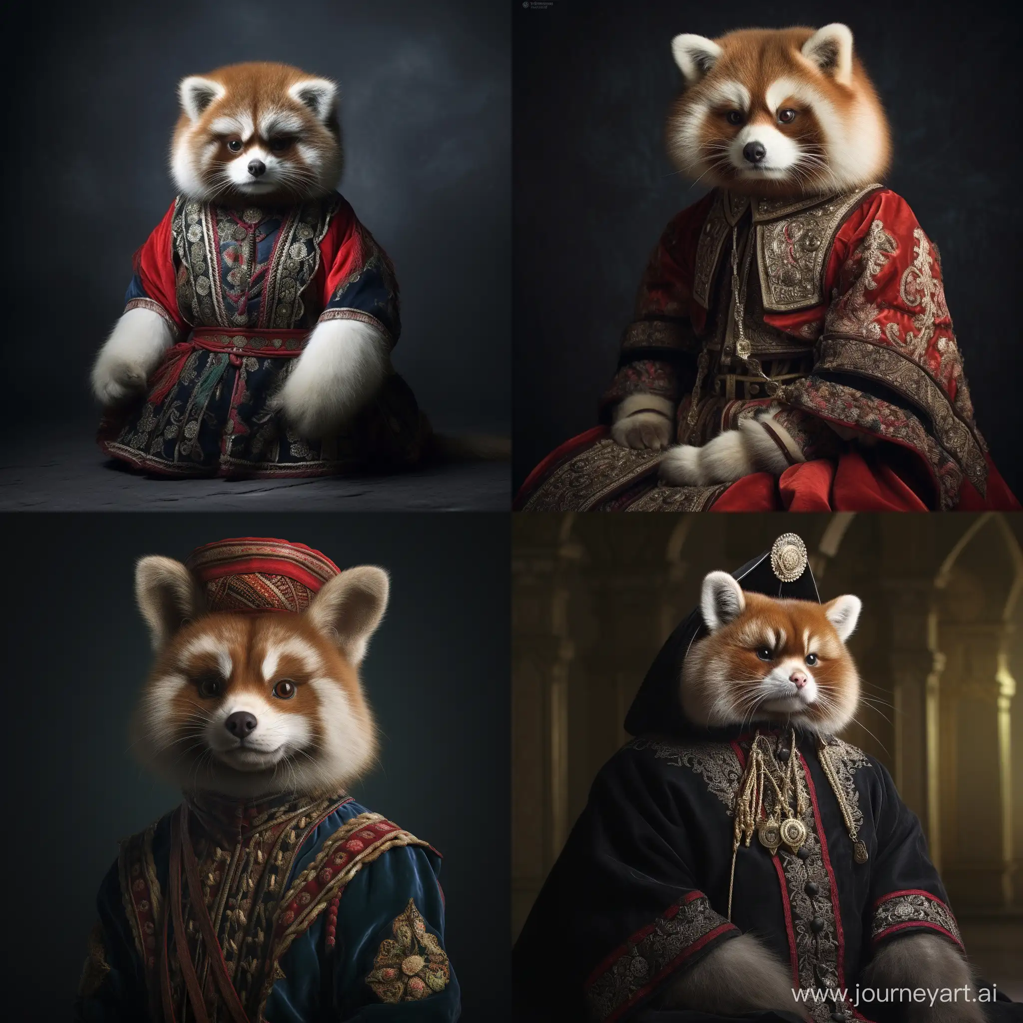 Adorable-Red-Panda-Gopnik-in-Traditional-Russian-Attire
