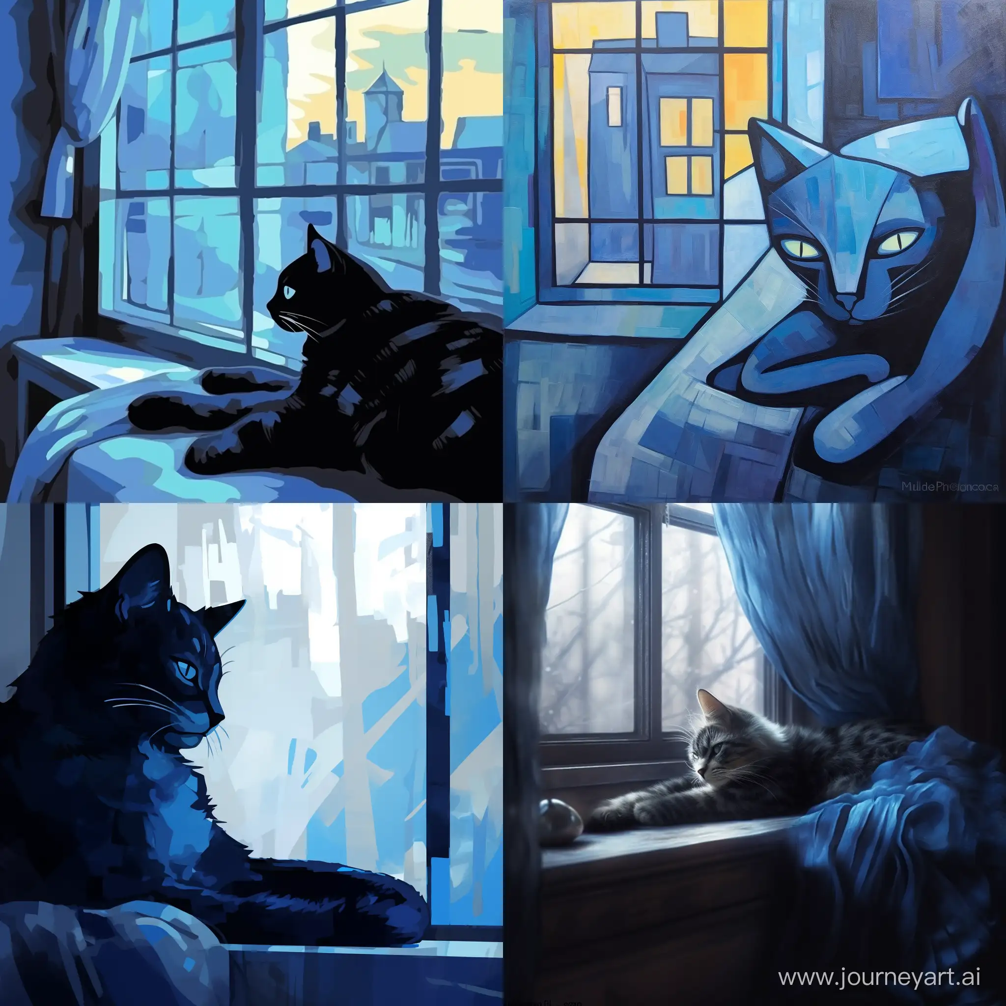 Relaxed-Blue-Cat-with-Black-Patterns-by-the-Window