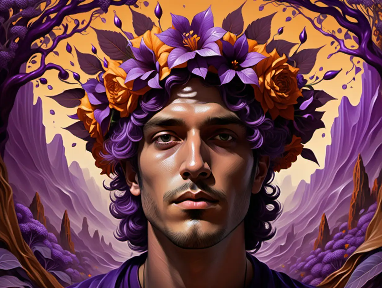 Fantasy Portrait Handsome Man with Floral Crown