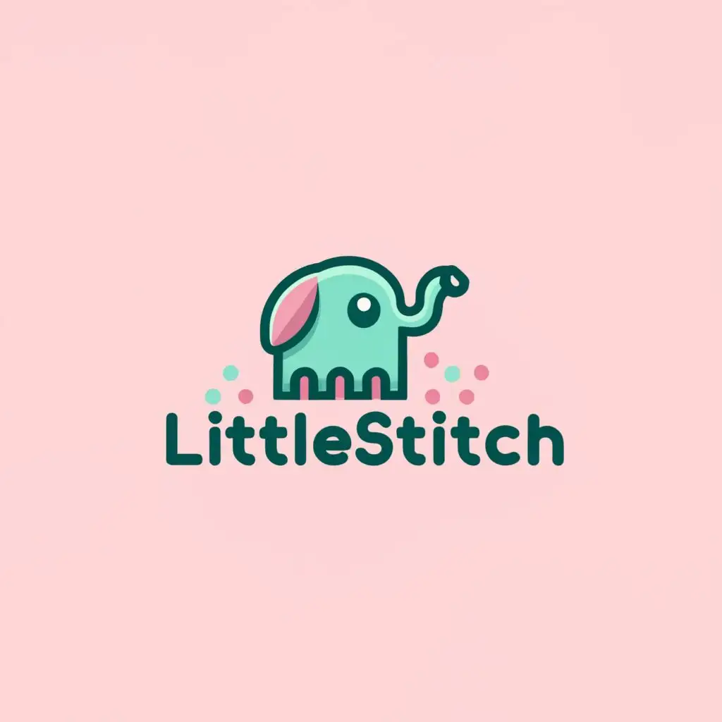 a logo design,with the text "LittleStitch", main symbol:little cute elephant ,complex,be used in Entertainment industry,clear background