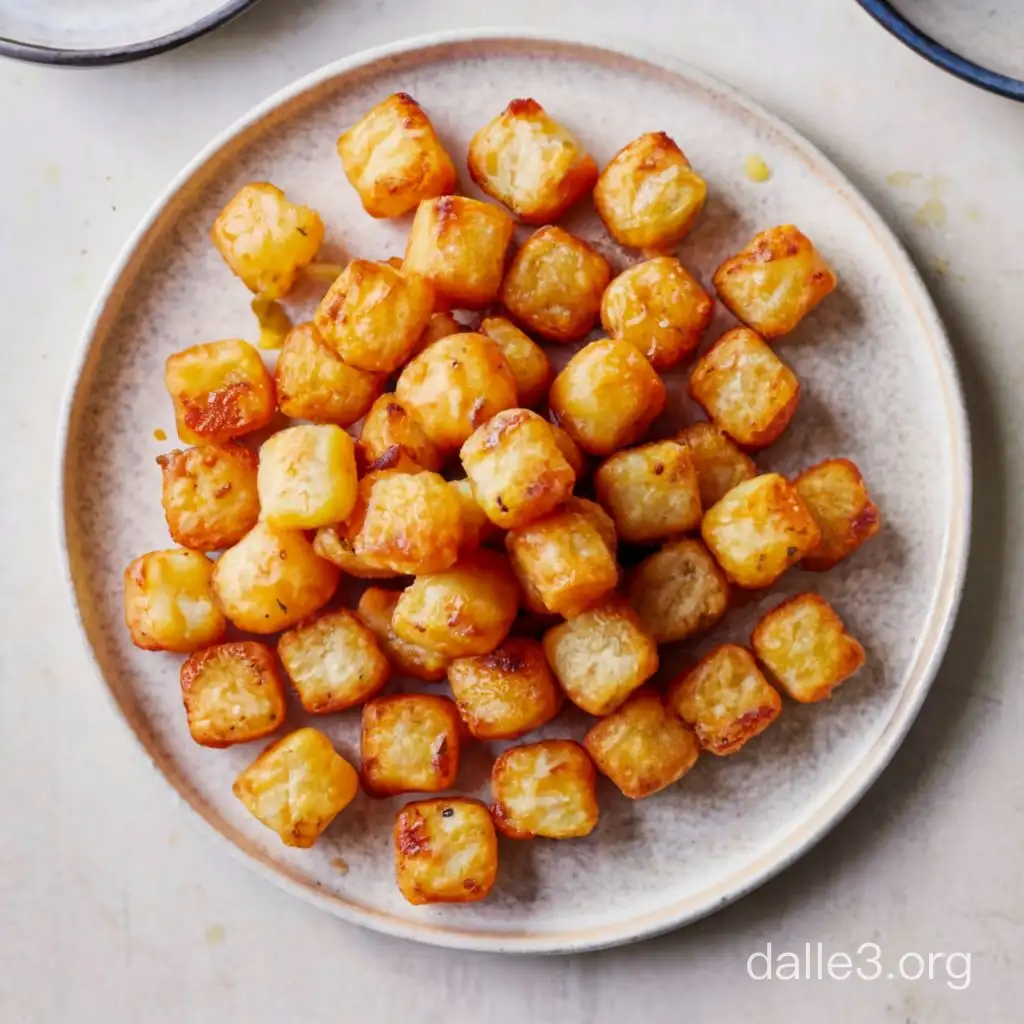 a top view of Tater Tots on plate