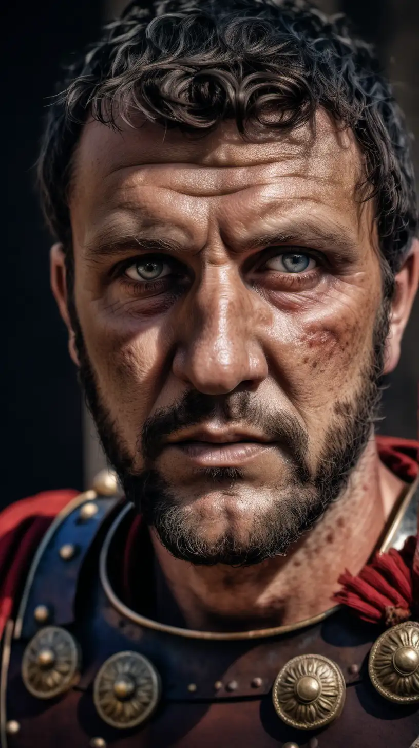 Intense Roman Centurion Portrait from 101102 AD Captivating Facial Expressions and Fearless Gaze