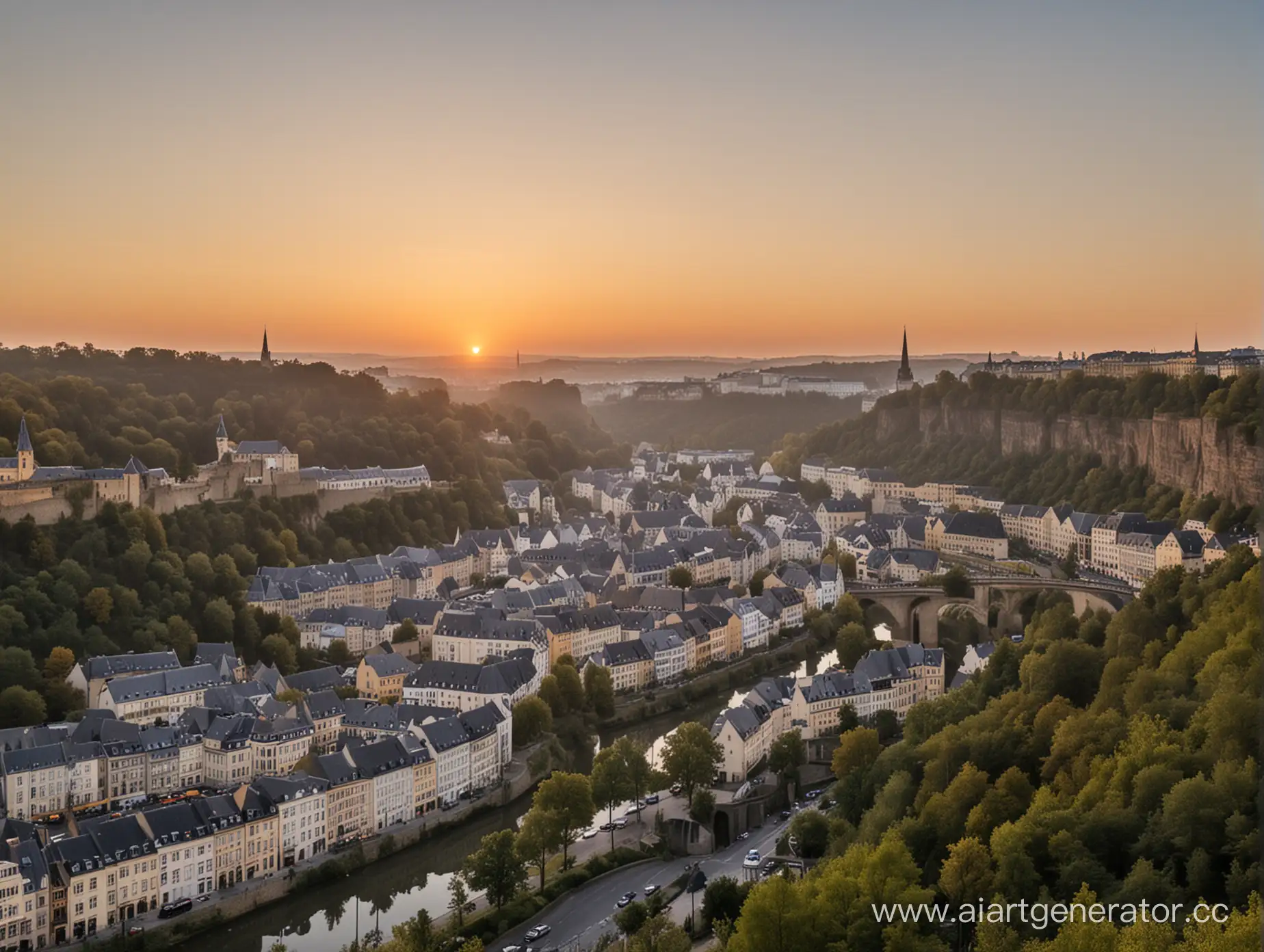Scenic-Sunrise-over-Luxembourg-Cityscape
