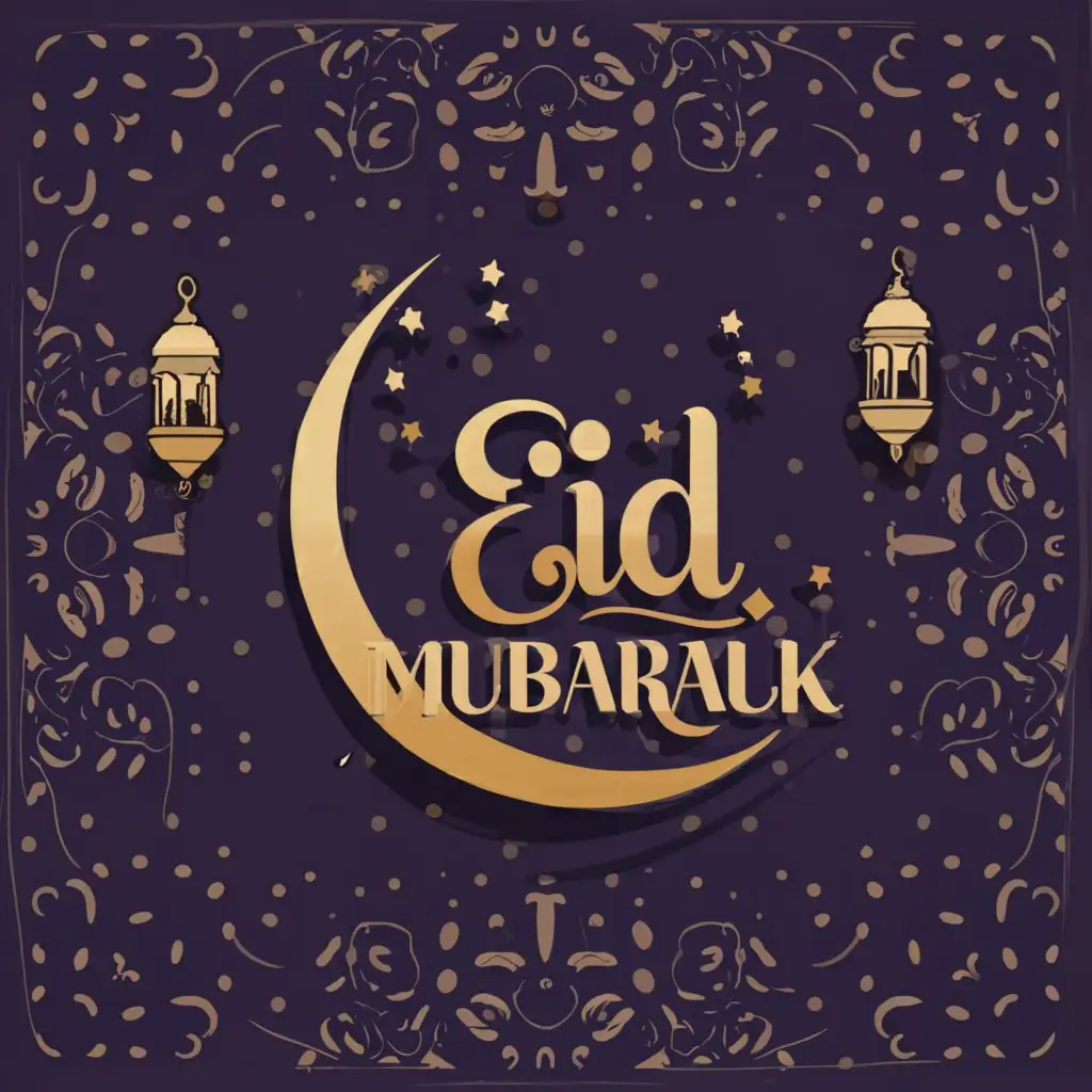 a logo design,with the text "Eid Mubarak", main symbol:Moon or Cresent,Moderate,be used in Events industry,clear background