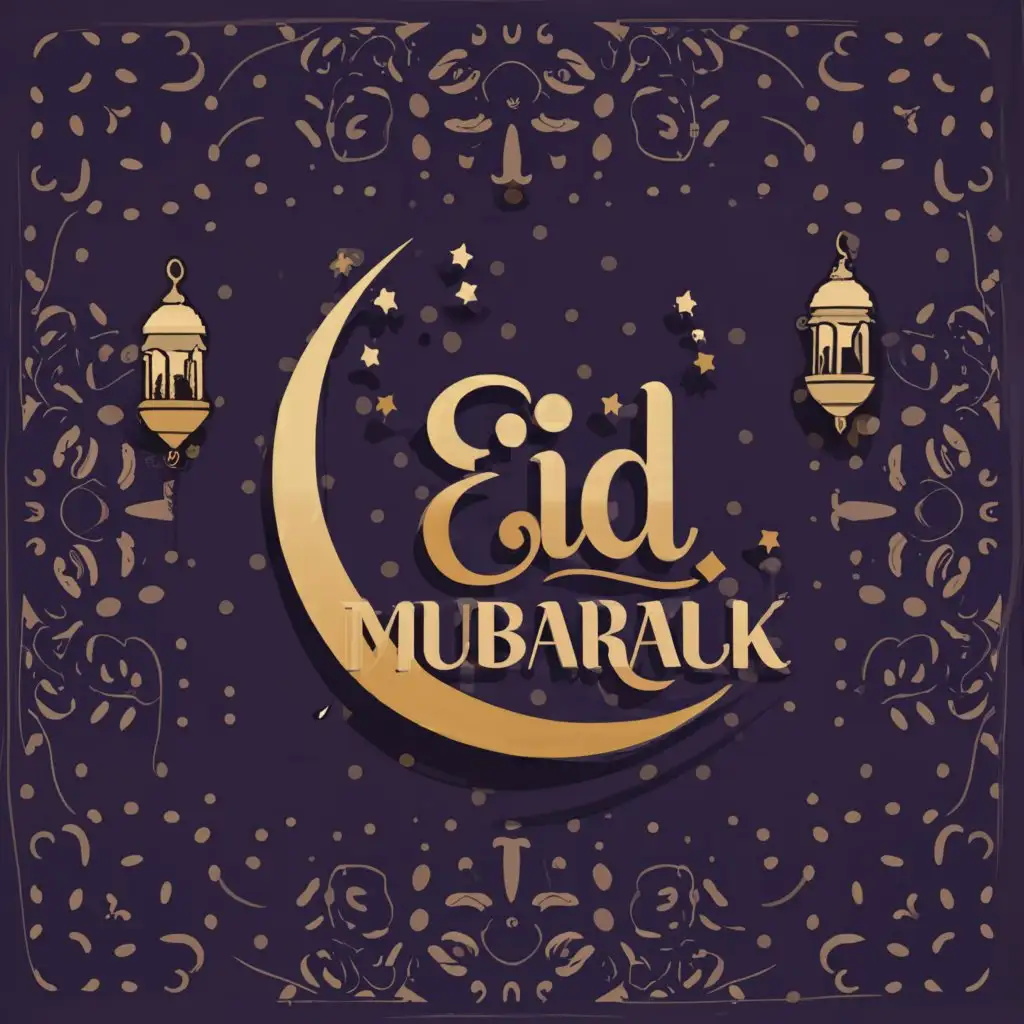 LOGO-Design-For-Eid-Mubarak-Crescent-Moon-Symbol-in-Elegant-Script-Font