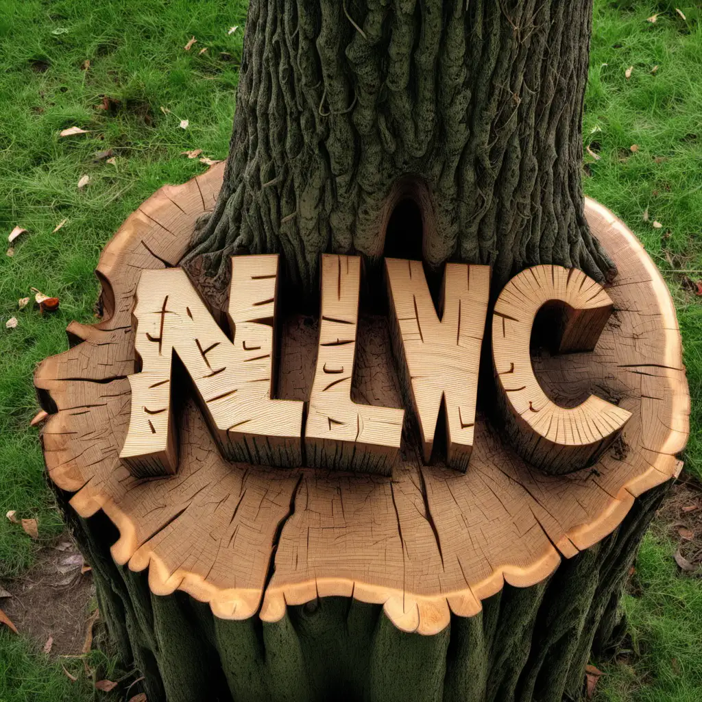 Carved Tree Stump with NLWC Letters