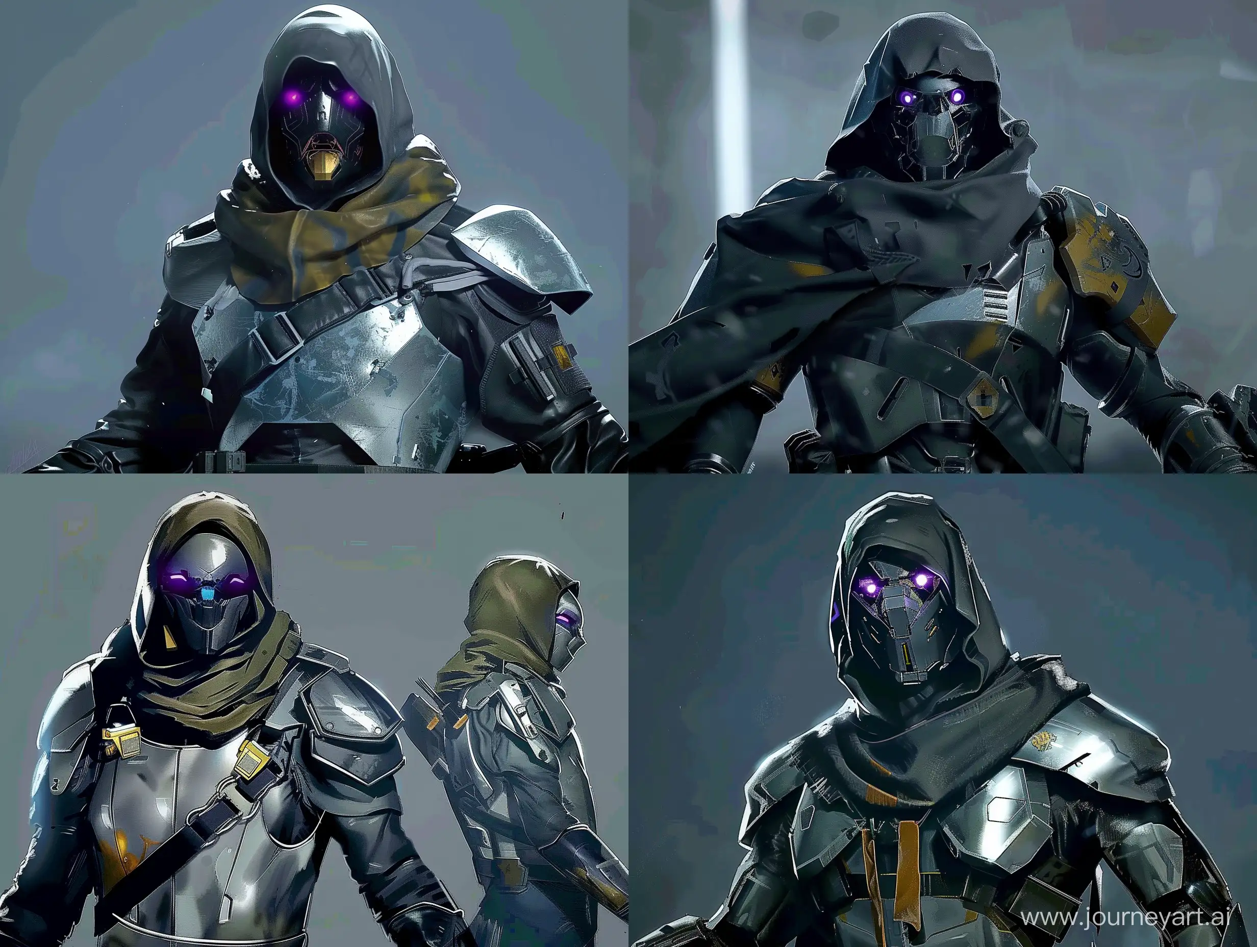Futuristic-SciFi-Warrior-in-Shredder-Armor-with-Purple-Eyes-and-Silver-Tactical-Suit