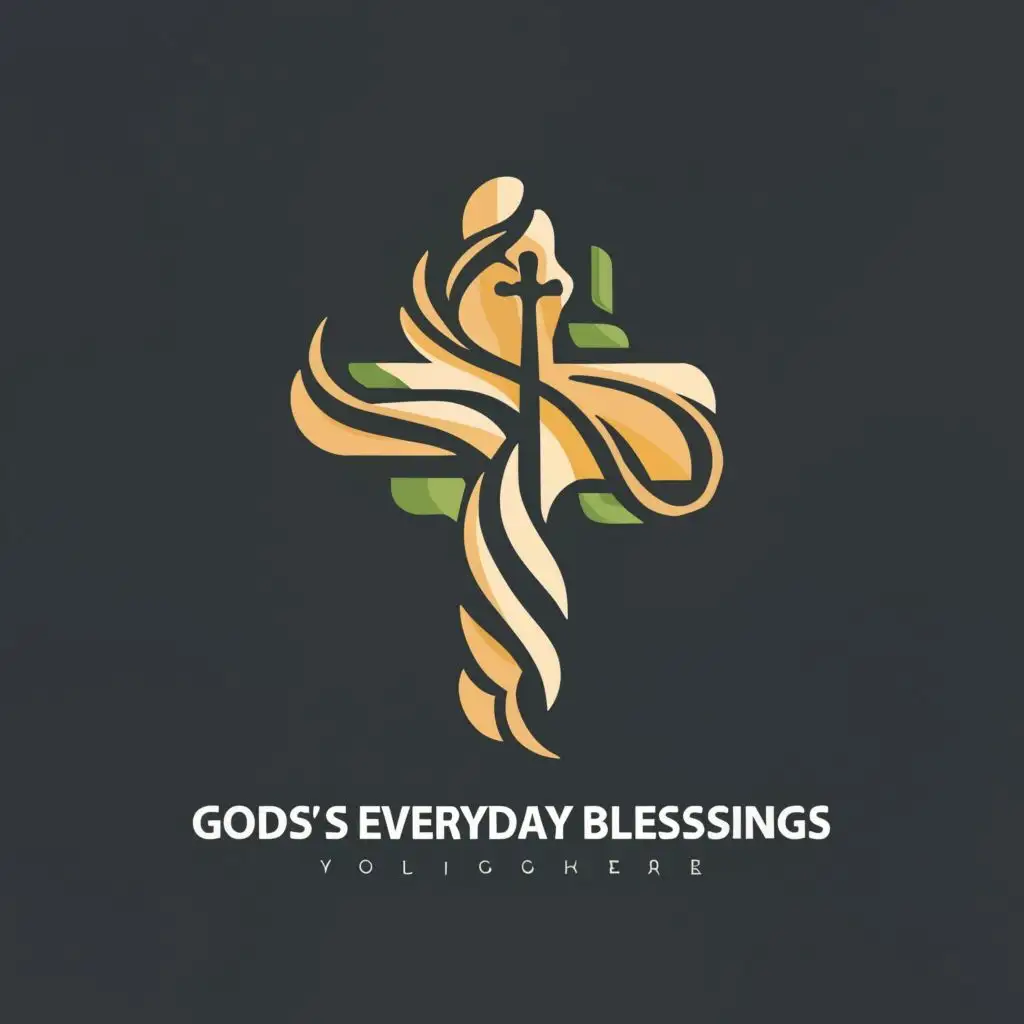 logo, cross with one cross slightly behind on the left and the right, with the text "God's Everyday Blessings", typography, be used in Religious industry