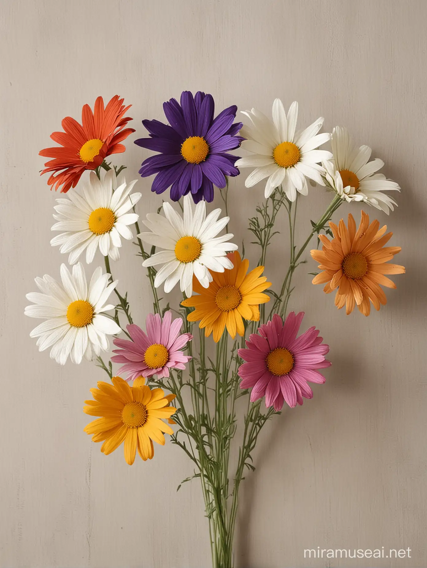 Vibrant Daisy Wildflower Botanical in Stylish Decorative Setting