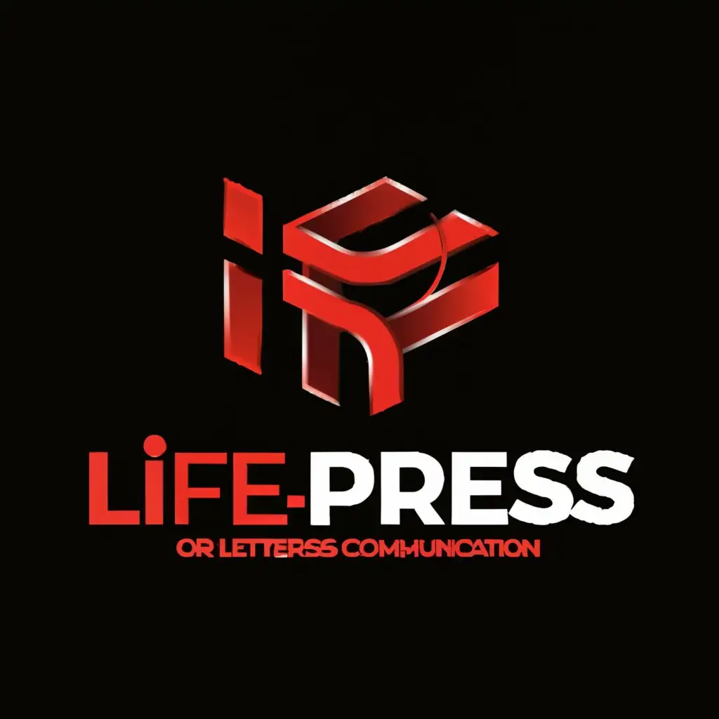 a logo design,with the text "Life_press or letters TP", main symbol:MEDIA, informativeness, red and black color,Умеренный,be used in Юридическая industry,clear background